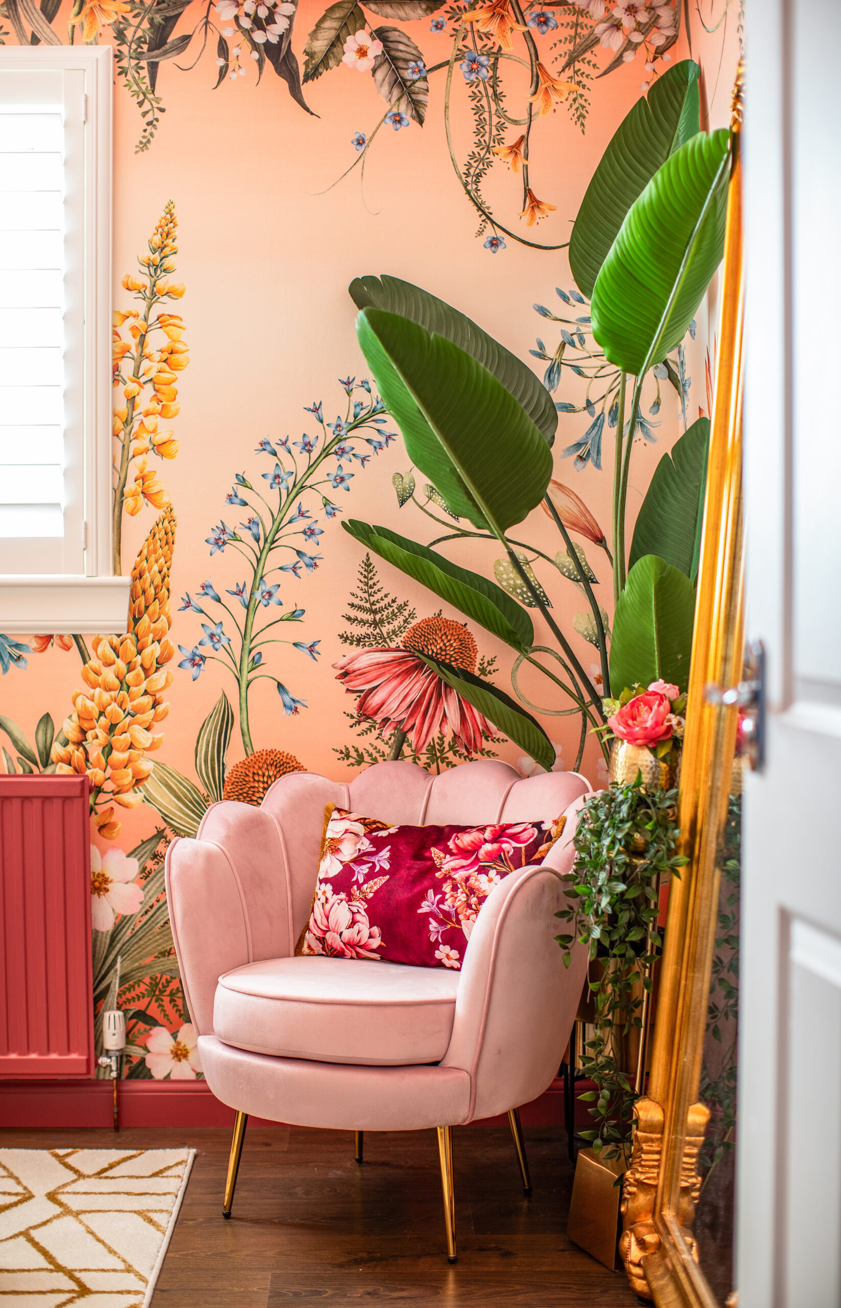 Magenta Blooms Fringe Velvet Cushion Cover