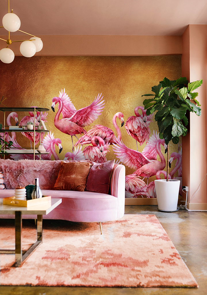 Flamingle Copper Metallic Gold Wallpaper