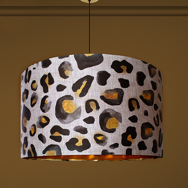 Natural Inky Leo Gold Lined Lampshade