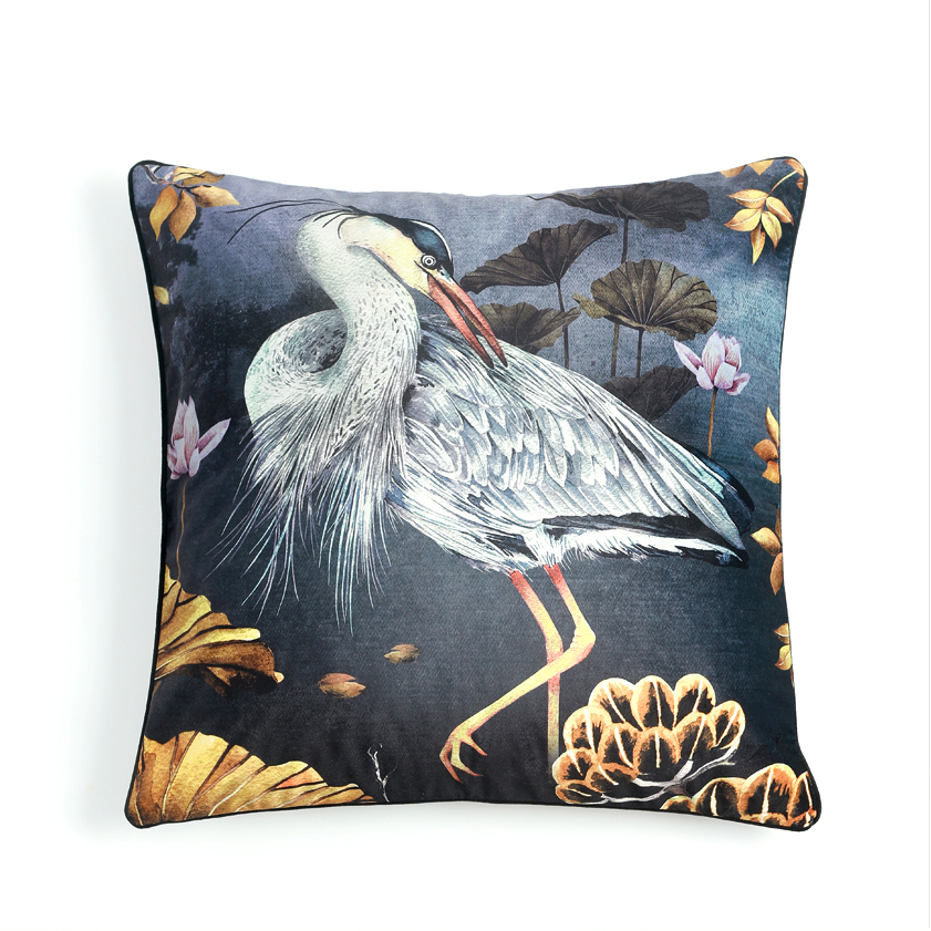 Midnight Orient Piped Velvet Cushion Cover