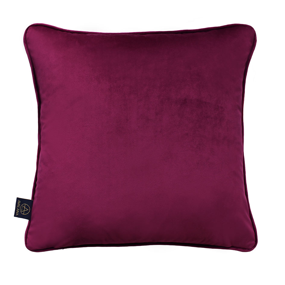 Wild Grasses Crimson Piped Velvet Cushion Cover