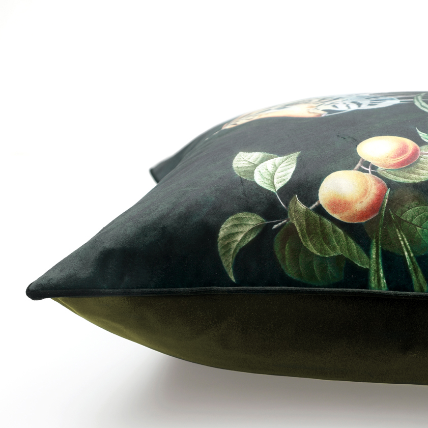 Caspian Tigress Piped Velvet Cushion Cover