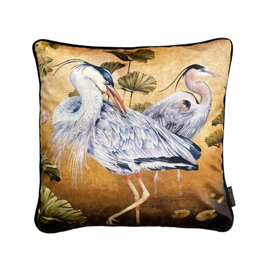 Golden Orient Piped Velvet Cushion Cover