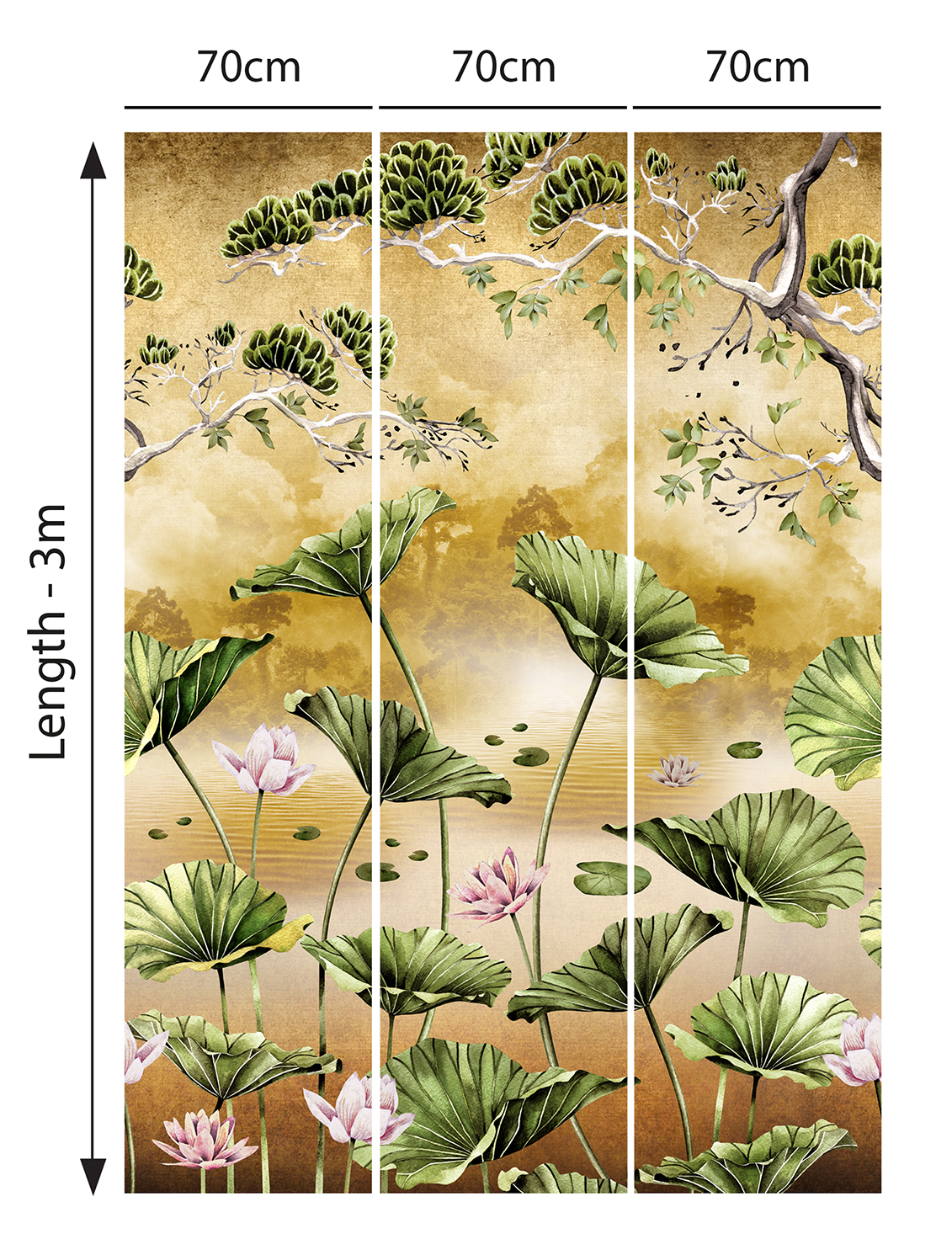 Waterlily Sunset Metallic Gold Wallpaper