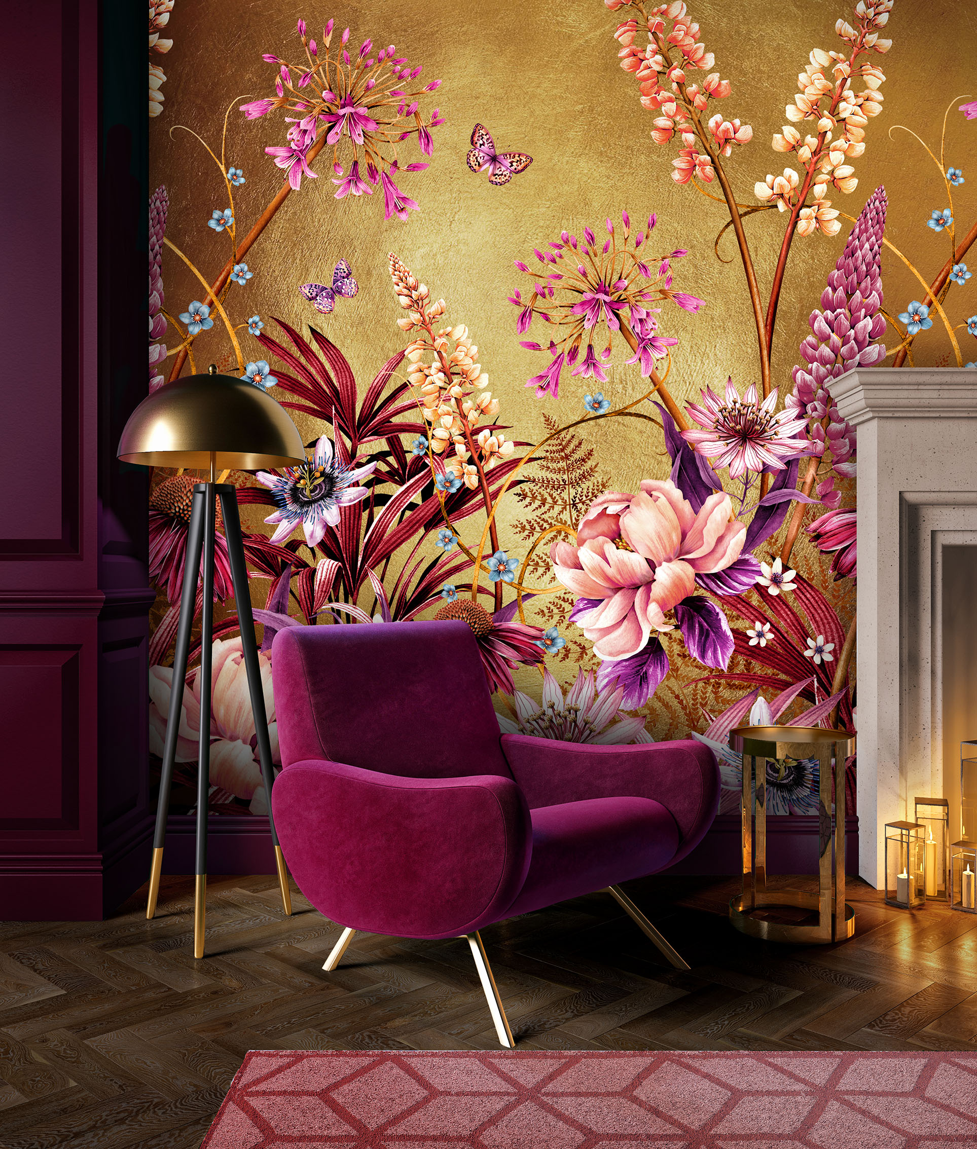 Blooms Of Midas Metallic Gold Wallpaper