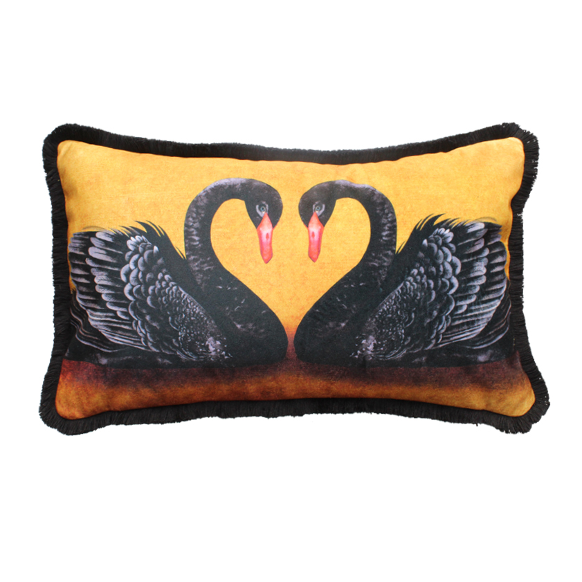 Swan Lovers Fringe Cushion Cover