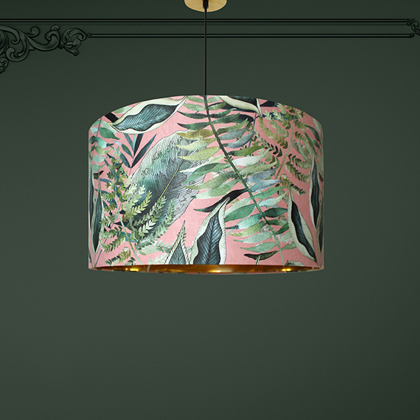 Blush Tropical Gold Lined Lampshade