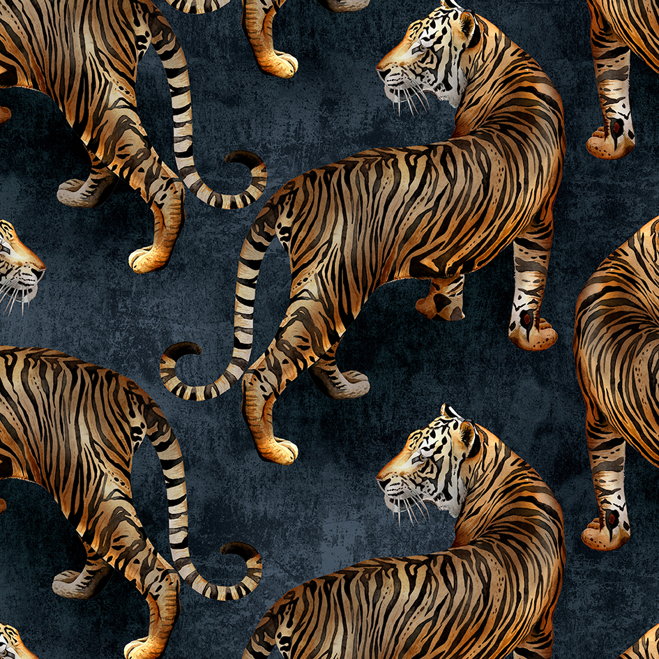 Tigress Navy Wallpaper