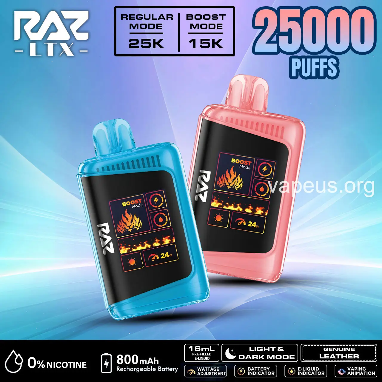 Raz LTX 25000 (DC25000) Disposable Vape - 0% Nicotine Free - 2,5000 Puffs Raz Vape Flavors - VapeUs.Org