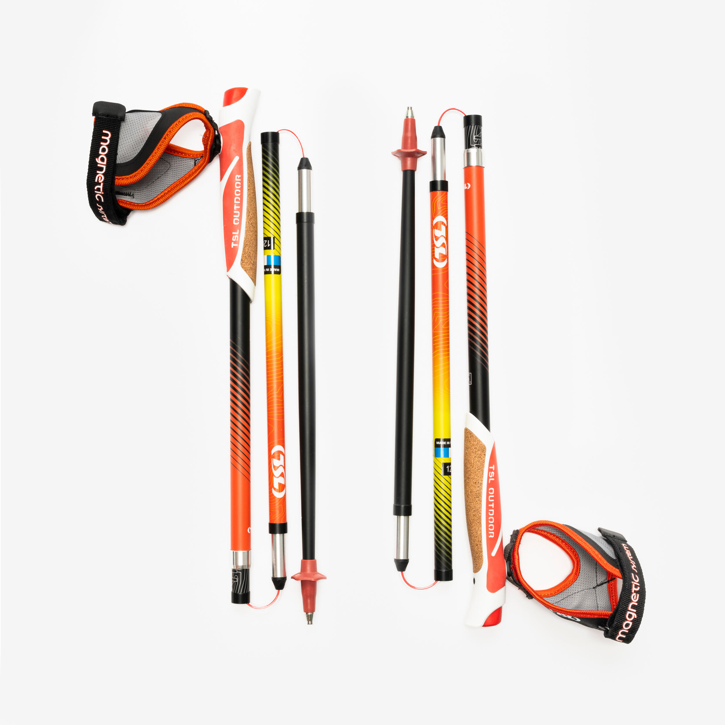 TSL Outdoor Trail Carbon 4 Trail running poles - Yellow/Red