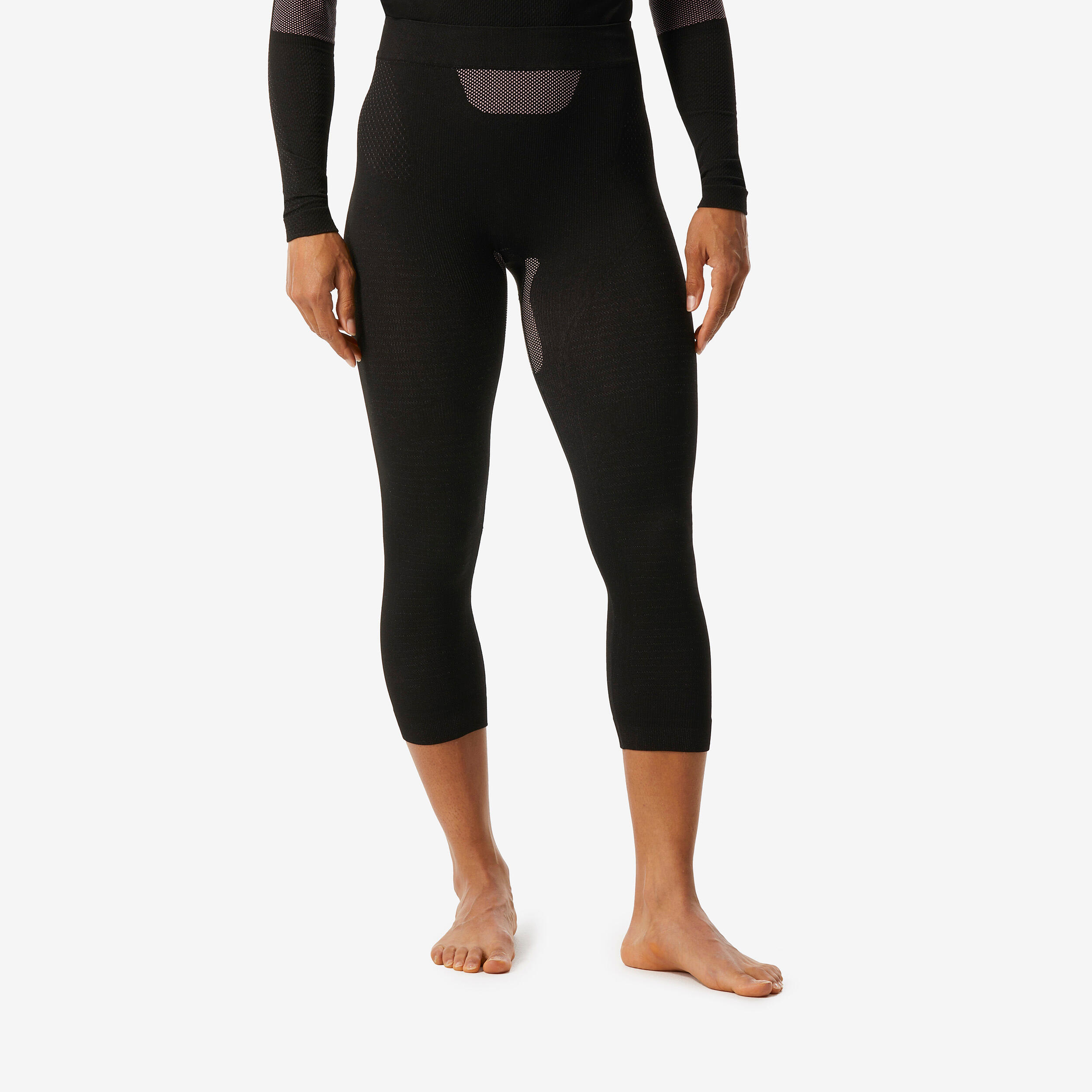 Women’s Seamless Base Layer Ski Bottoms 500 I-Soft - Black / Pink
