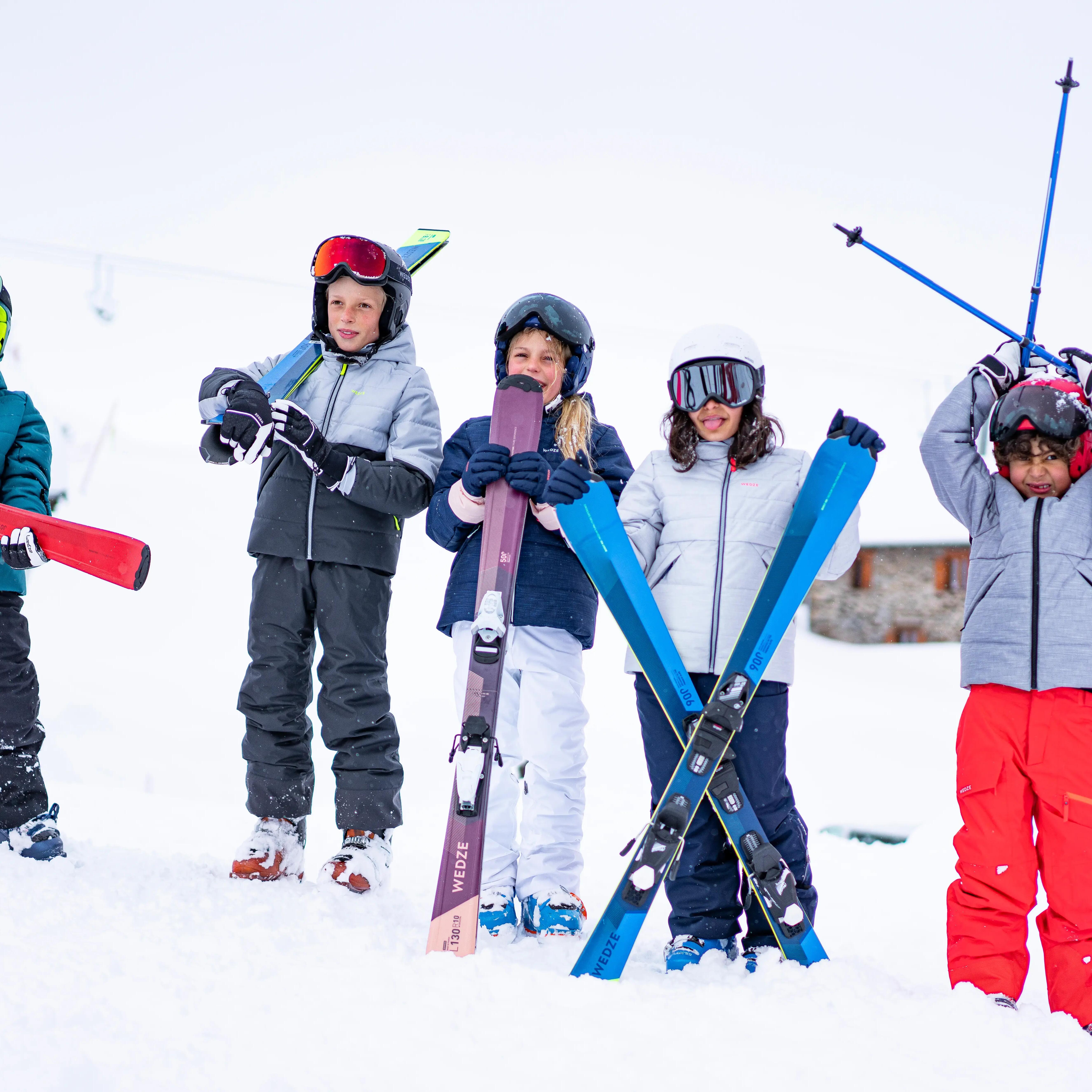 Very warm and waterproof children's padded ski jacket 180 WARM - black and grey