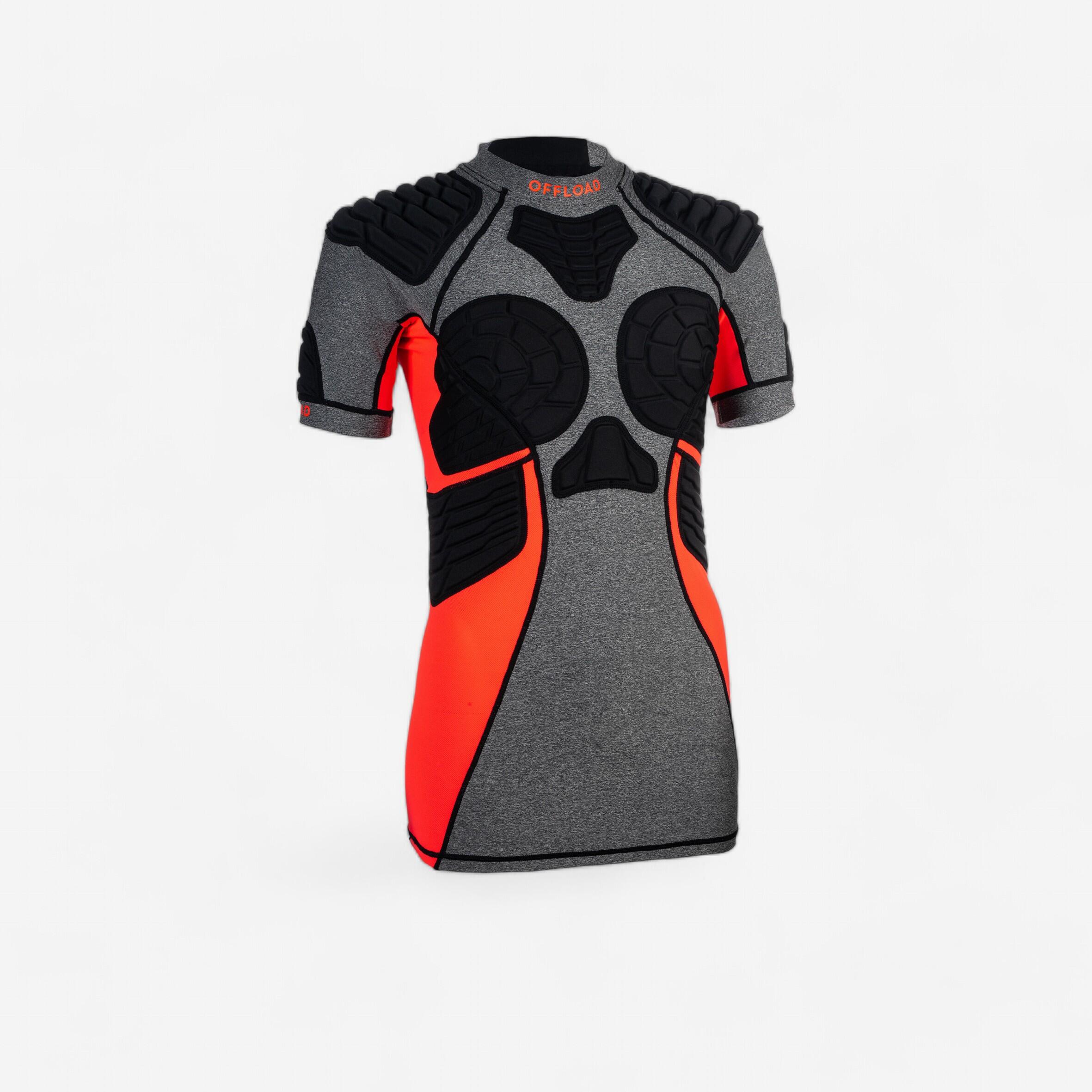 Women's Rugby Shoulder Pads R900 - Grey/Coral