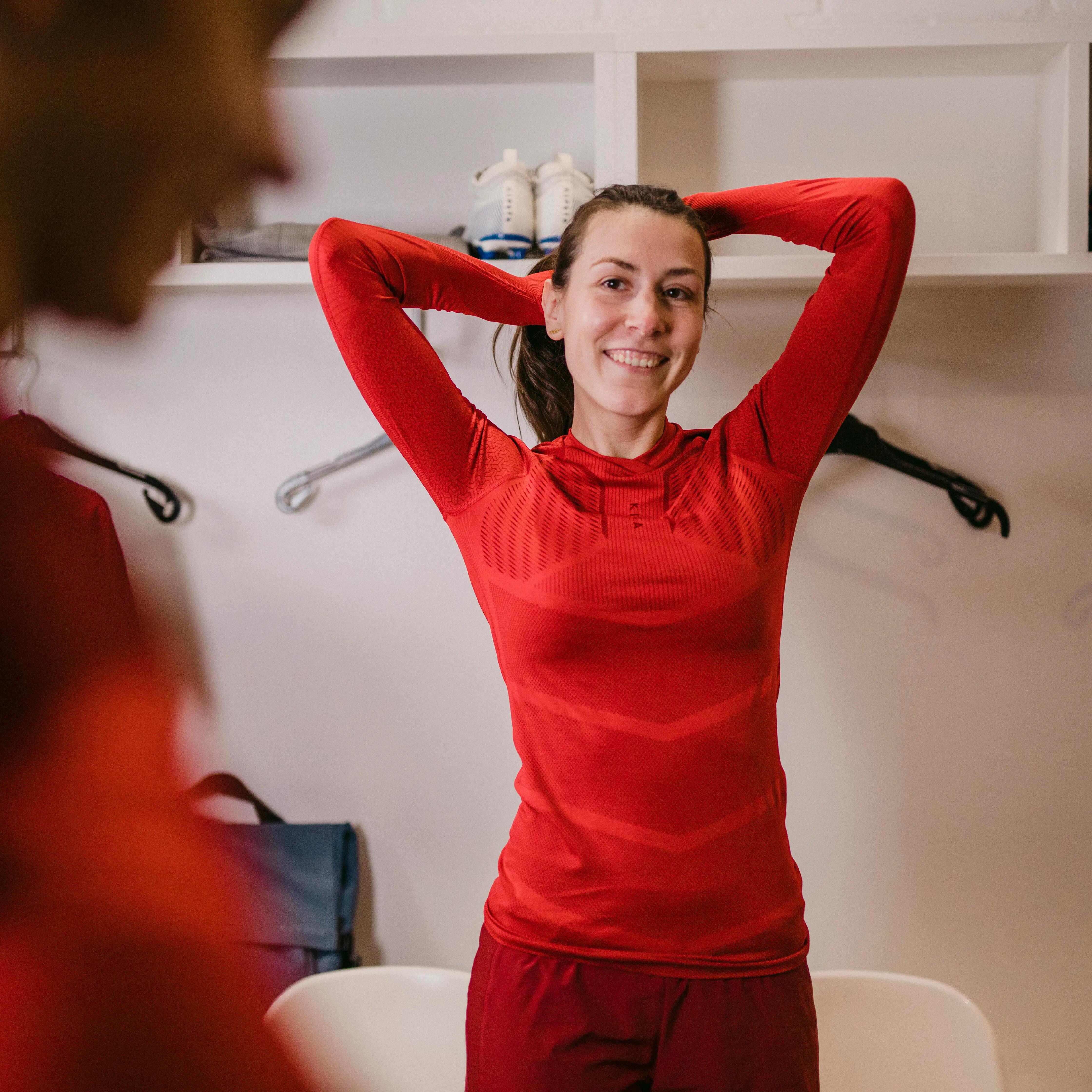 Adult Long-Sleeved Thermal Base Layer Top Keepdry 500 - Red