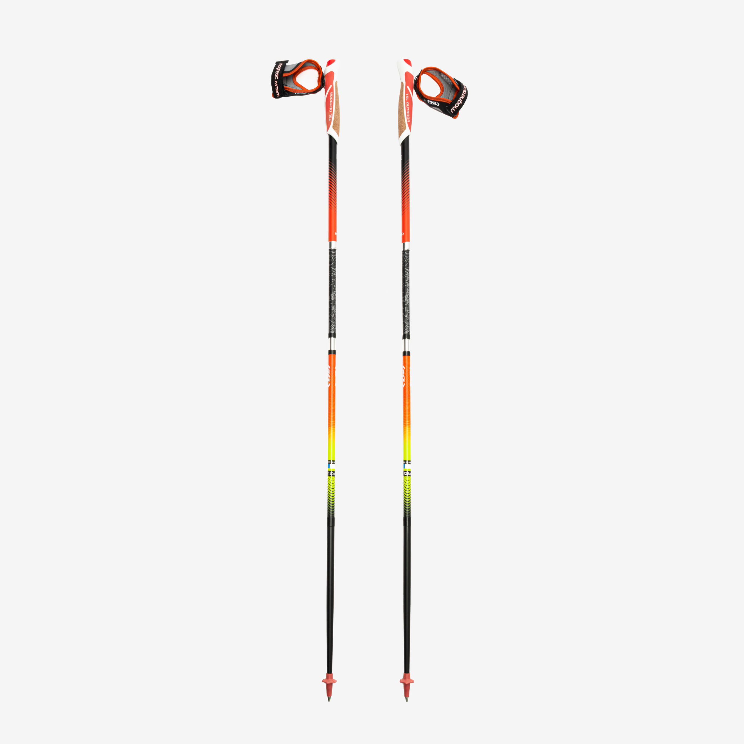 TSL Outdoor Trail Carbon 4 Trail running poles - Yellow/Red