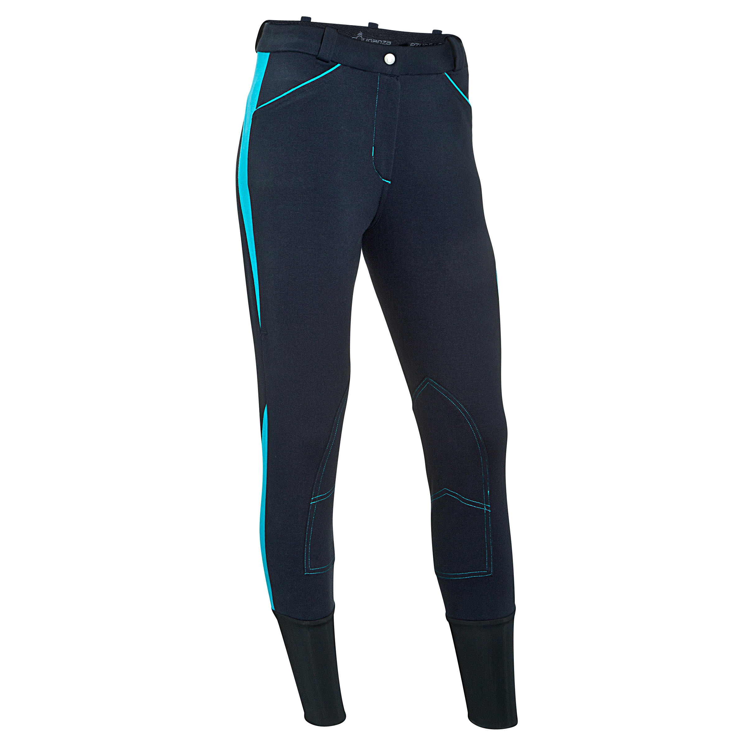 Bicolor 500 Women's Horse Riding Jodhpurs - Navy Blue/Turquoise