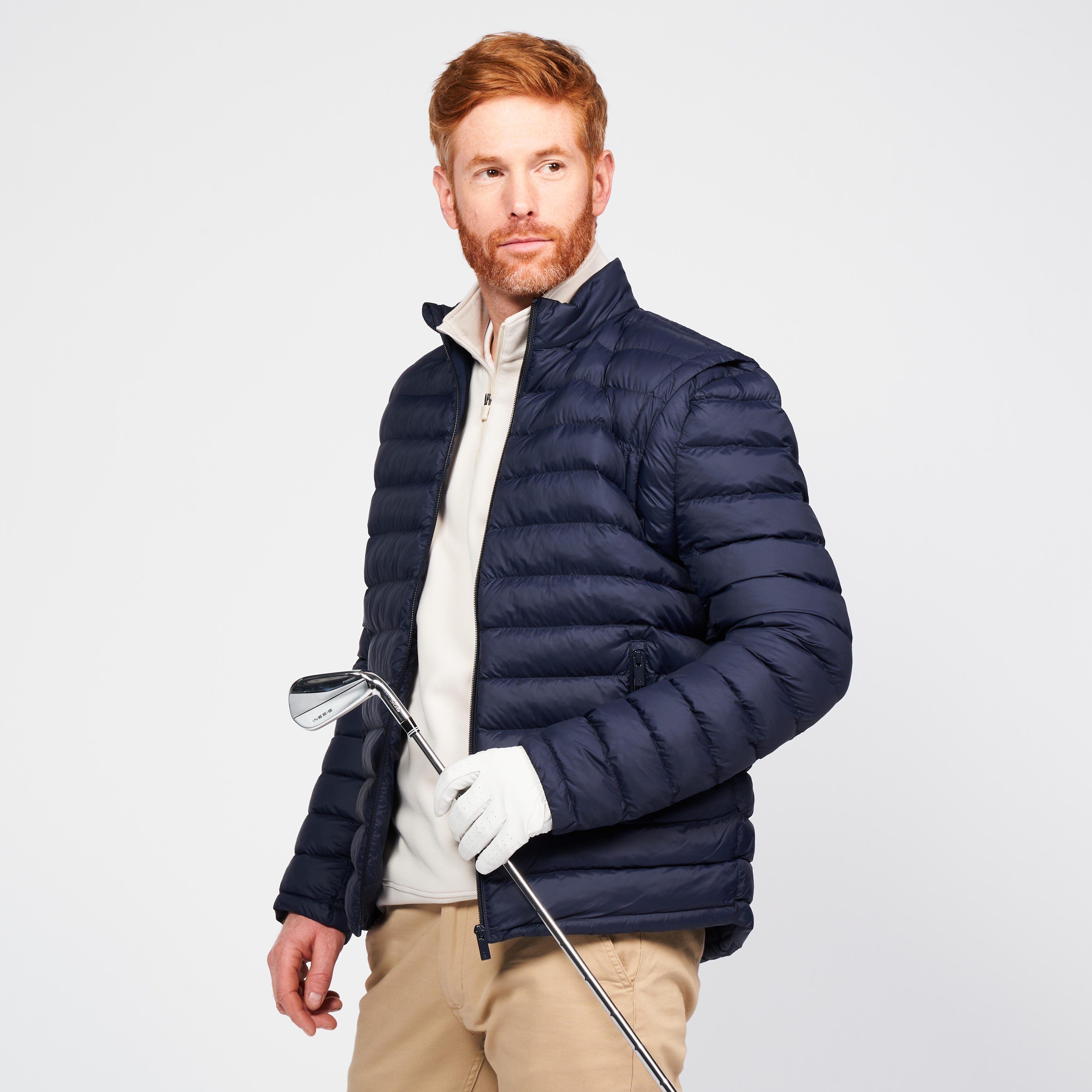 Men's long-sleeved golf down jacket - CW900 Heatflex navy blue