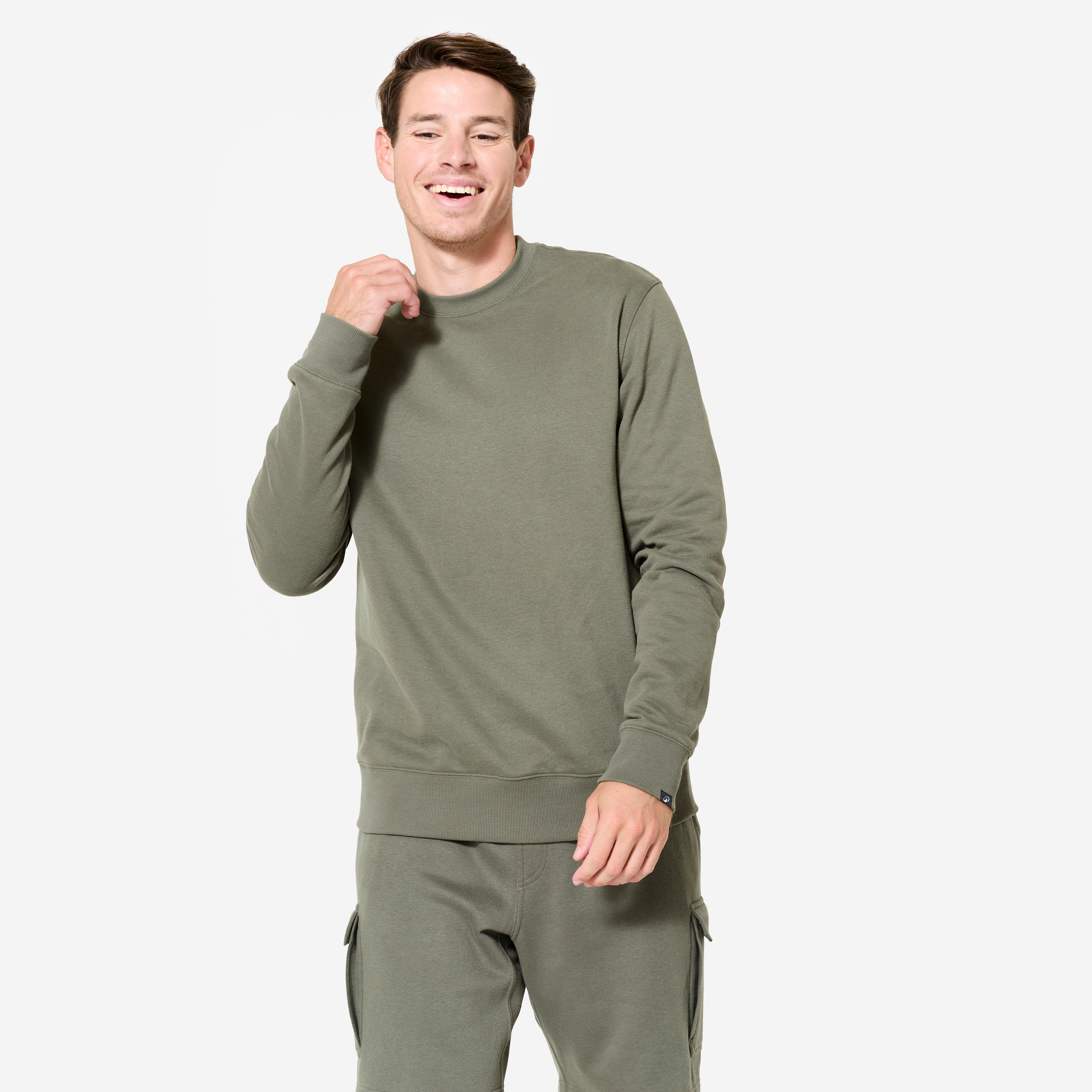 Men's Warm Brushed Fleece Sweatshirt - Khaki Green
