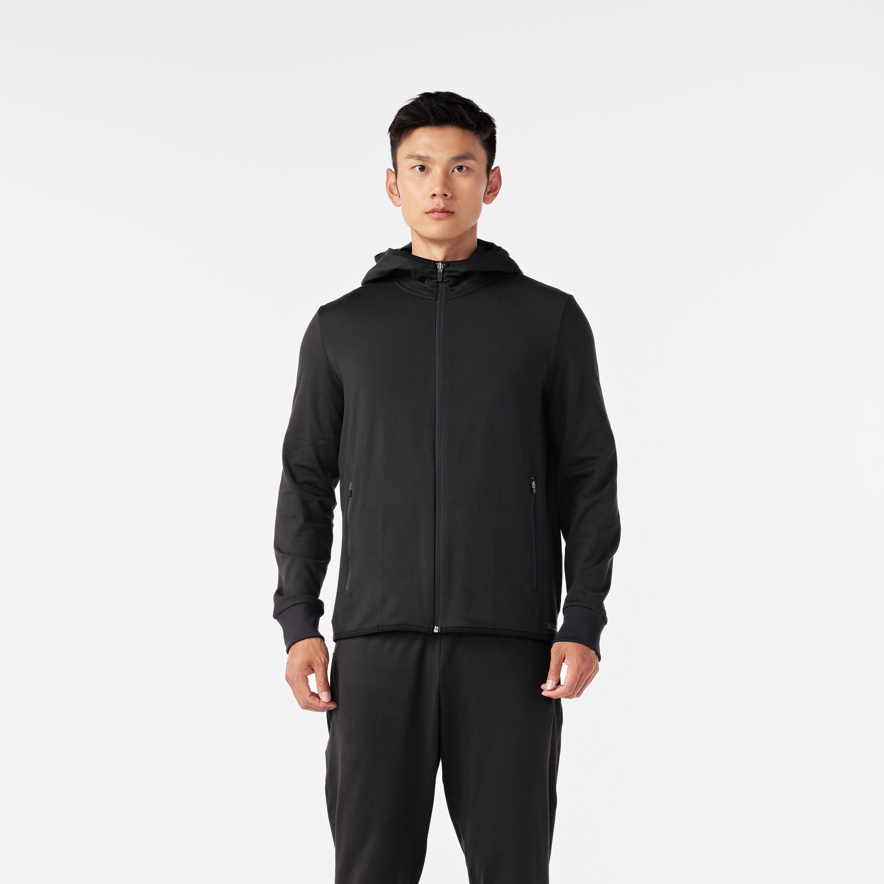 MEN'S LONG-SLEEVED WARM RUN 100 JACKET - BLACK