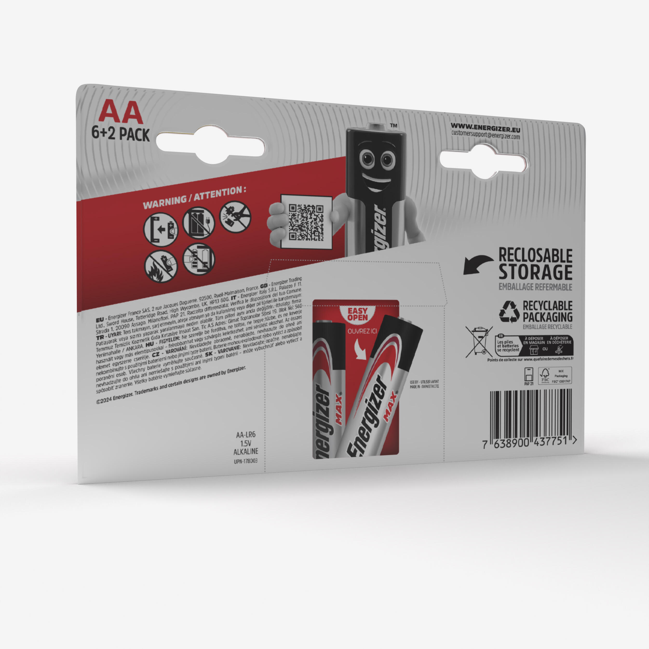 Alkaline batteries aaa/lr06 max  6 + 2 offered.