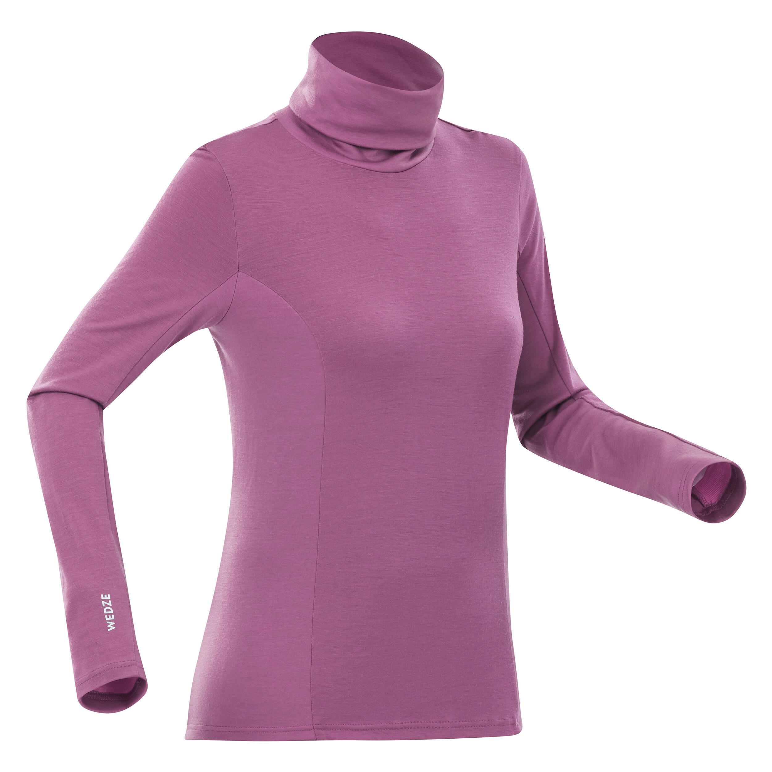 Women’s Ski Base Layer Top - BL 900 Wool High Neck -Pink