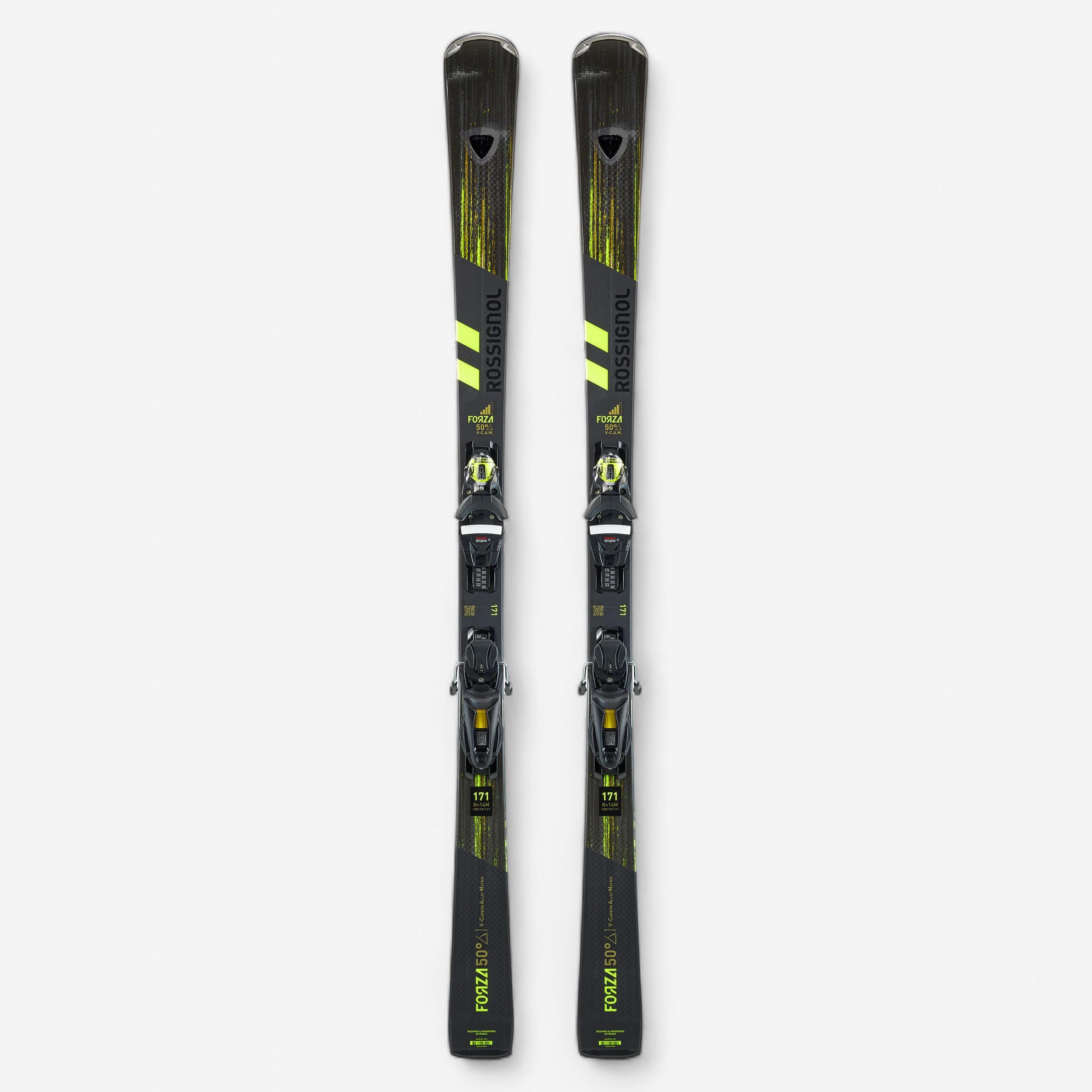 MEN'S DOWNHILL SKI WITH BINDINGS - ROSSIGNOL FORZA 128 50° - BLACK YELLOW