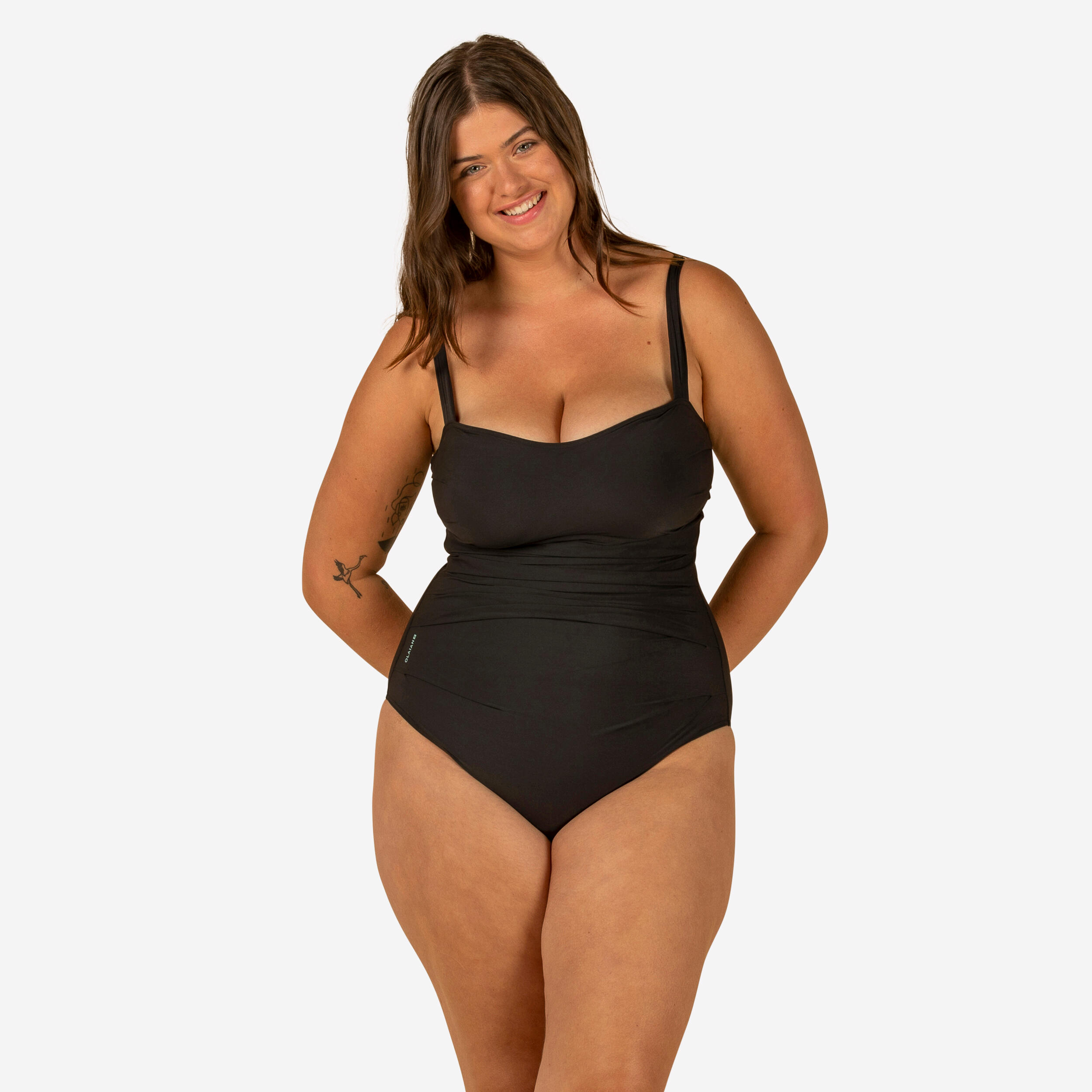 Dora Women's One-Piece Body-Sculpting Swimsuit with Flat Stomach Effect - Black