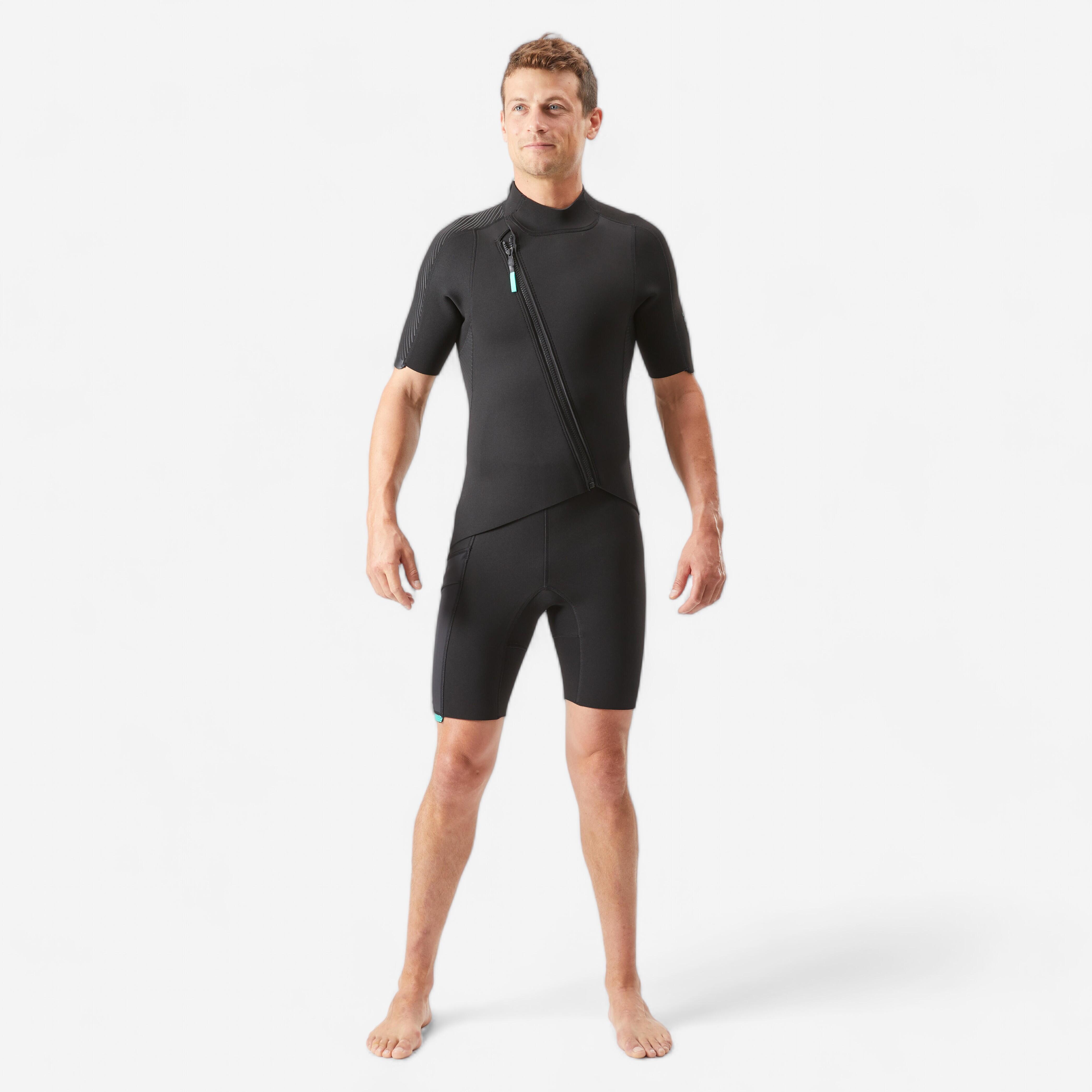 Men's 2 mm neoprene shorty wetsuit with diagonal front zip Easy