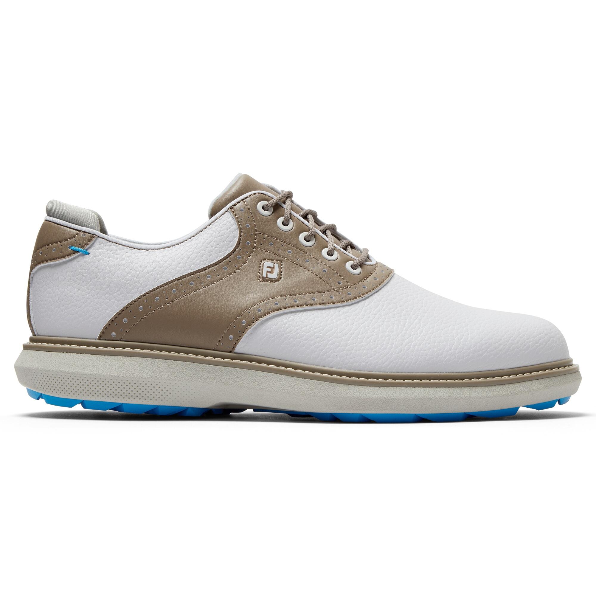 M golf shoes FootJoy Traditions Spikeless white khaki - Standard width