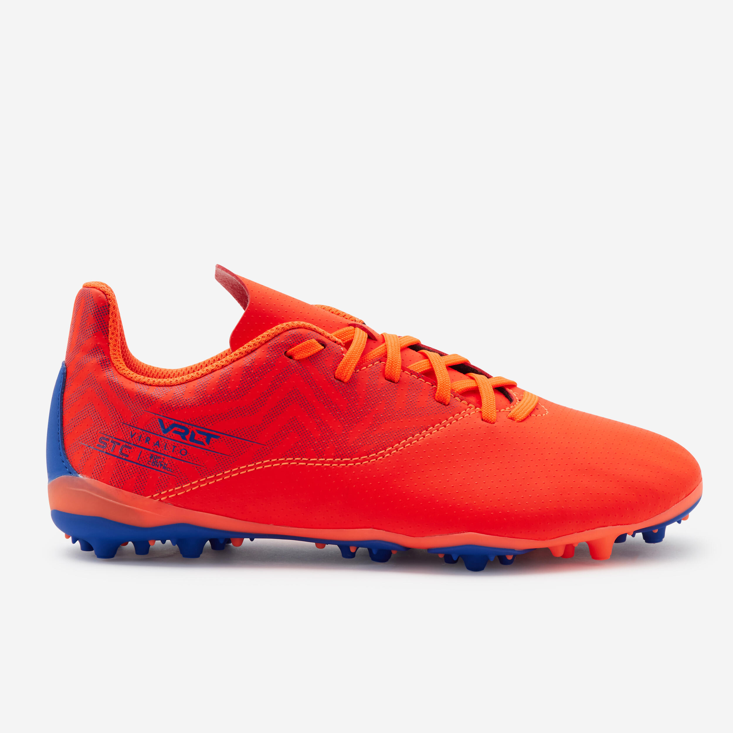 Kids' Lace-Up Football Boots Viralto I MG/AG - Orange/Blue