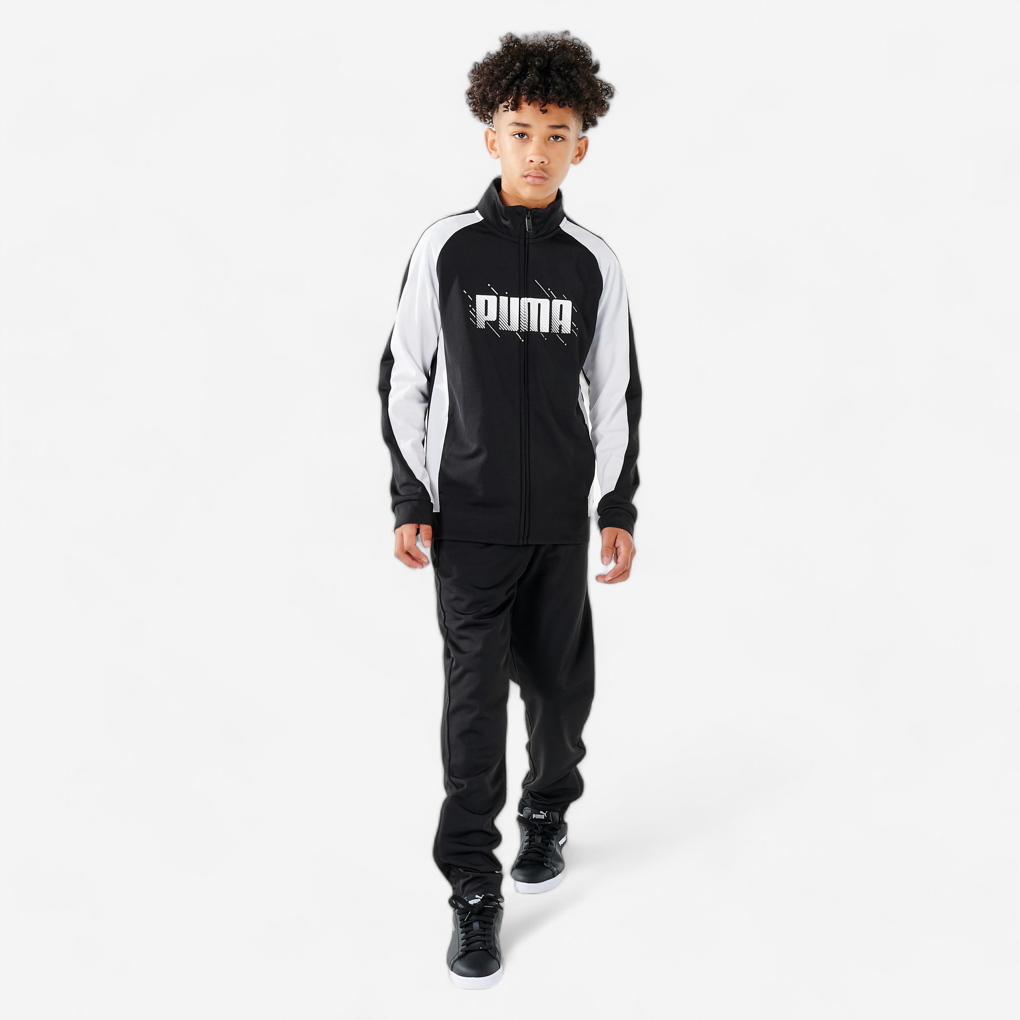 Kids' Breathable Synthetic Tracksuit - Black/White
