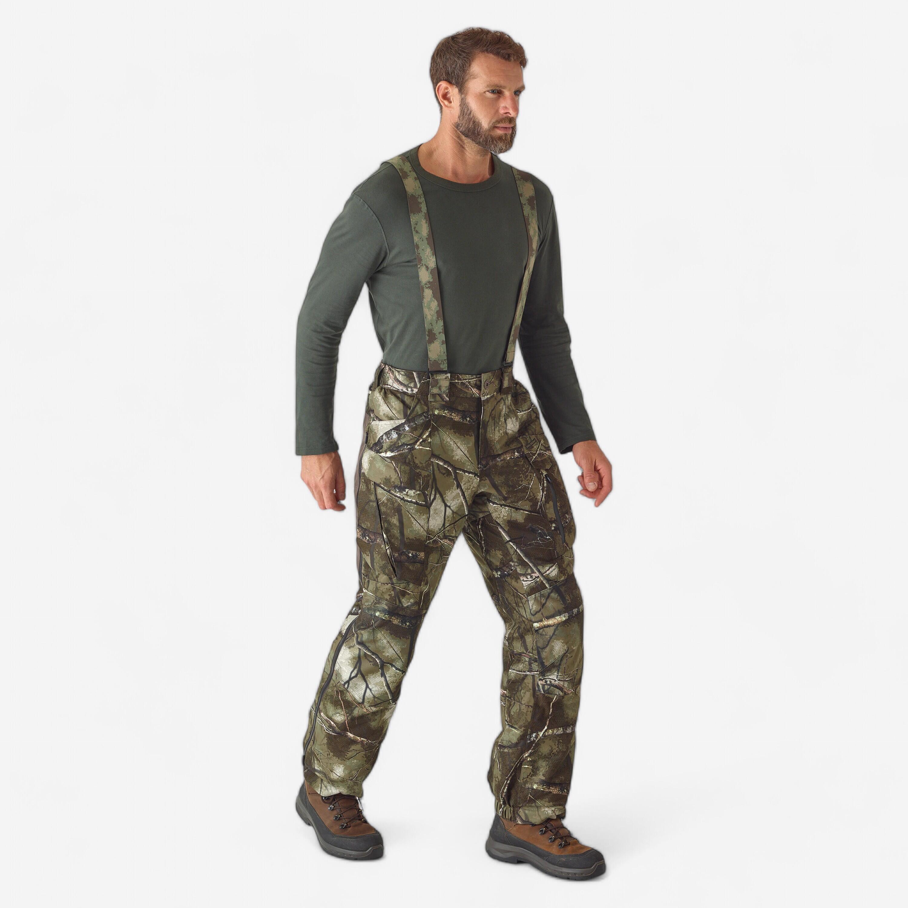 TROUSERS WITH STRAPS WARM WATERPROOF AND SILENT 900 TREEMETIC CAMOUFLAGE