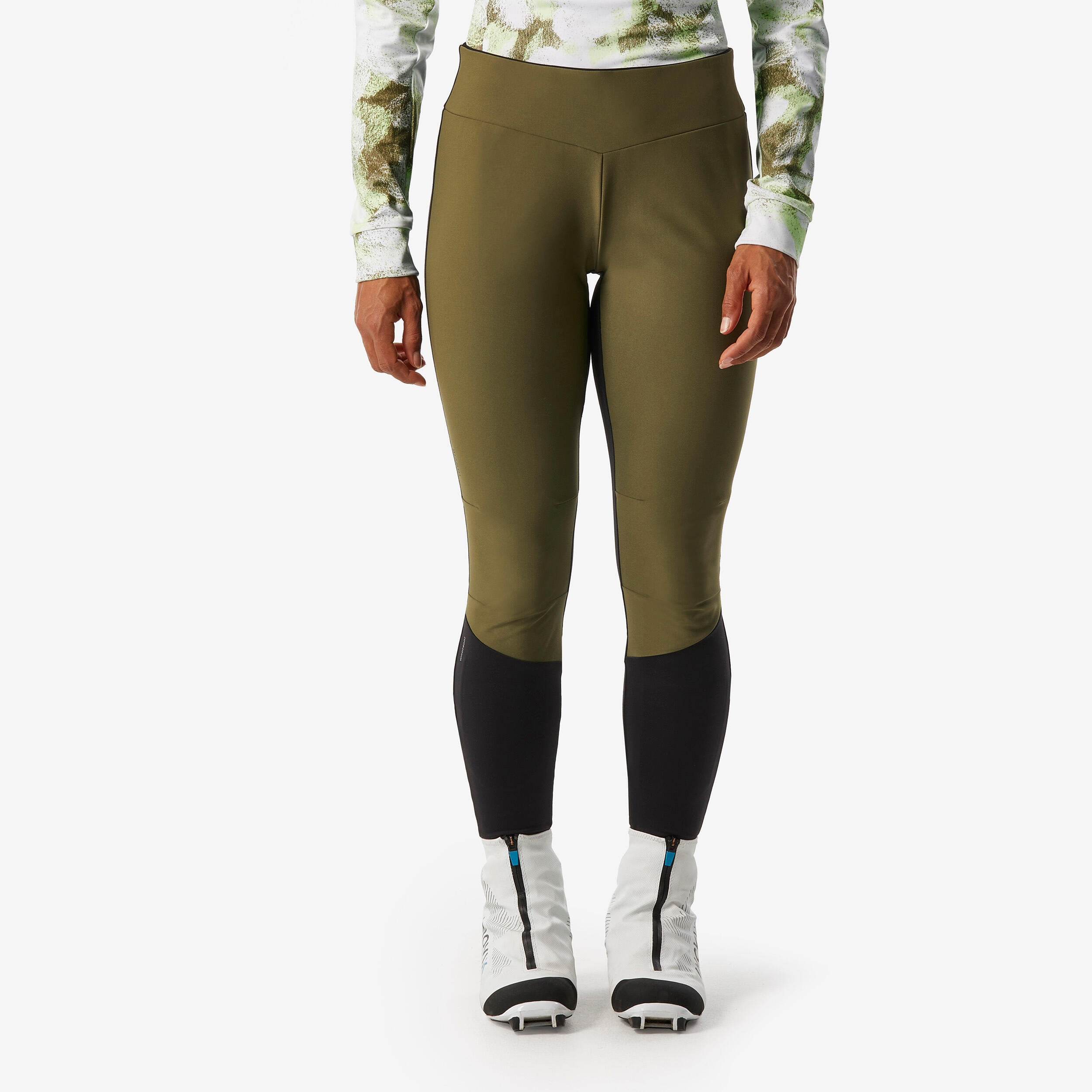 Women’s Windproof Cross-Country Ski Tights 500 - Khaki