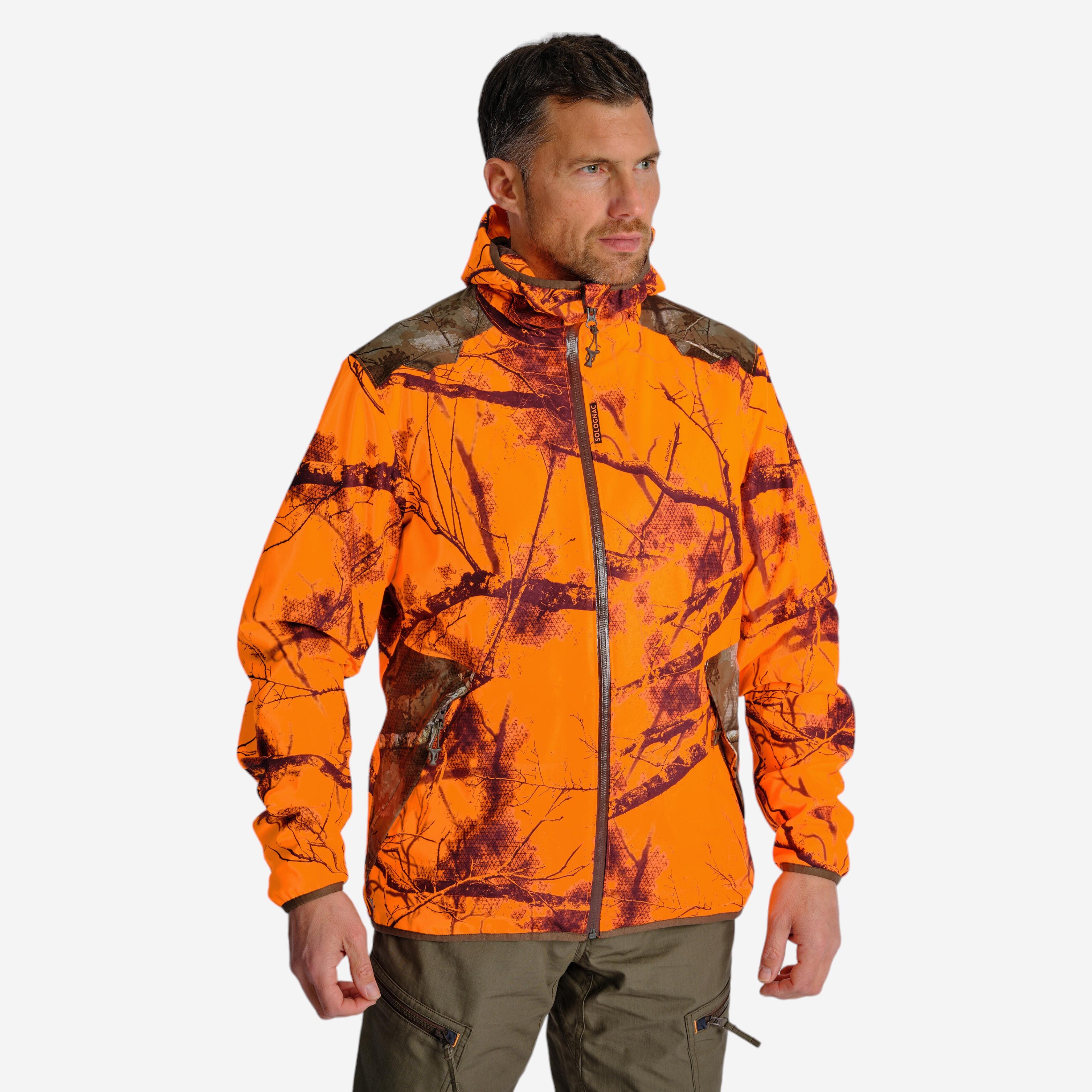 SILENT WATERPROOF HUNTING JACKET 500 - NEON LIGHT TREEMETIC