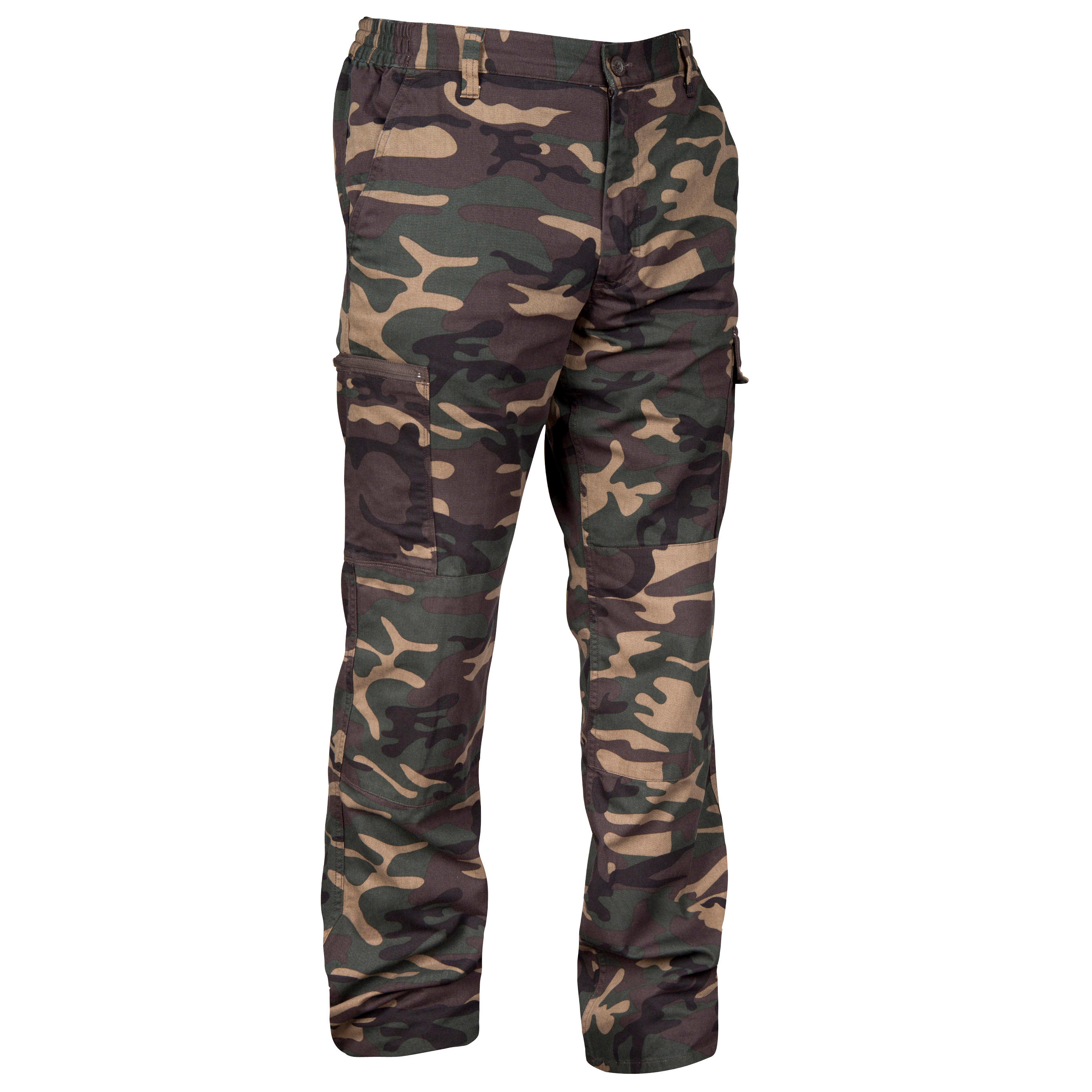 ROBUST CARGO TROUSERS STEPPE 300 CAMOUFLAGE WOODLAND GREEN