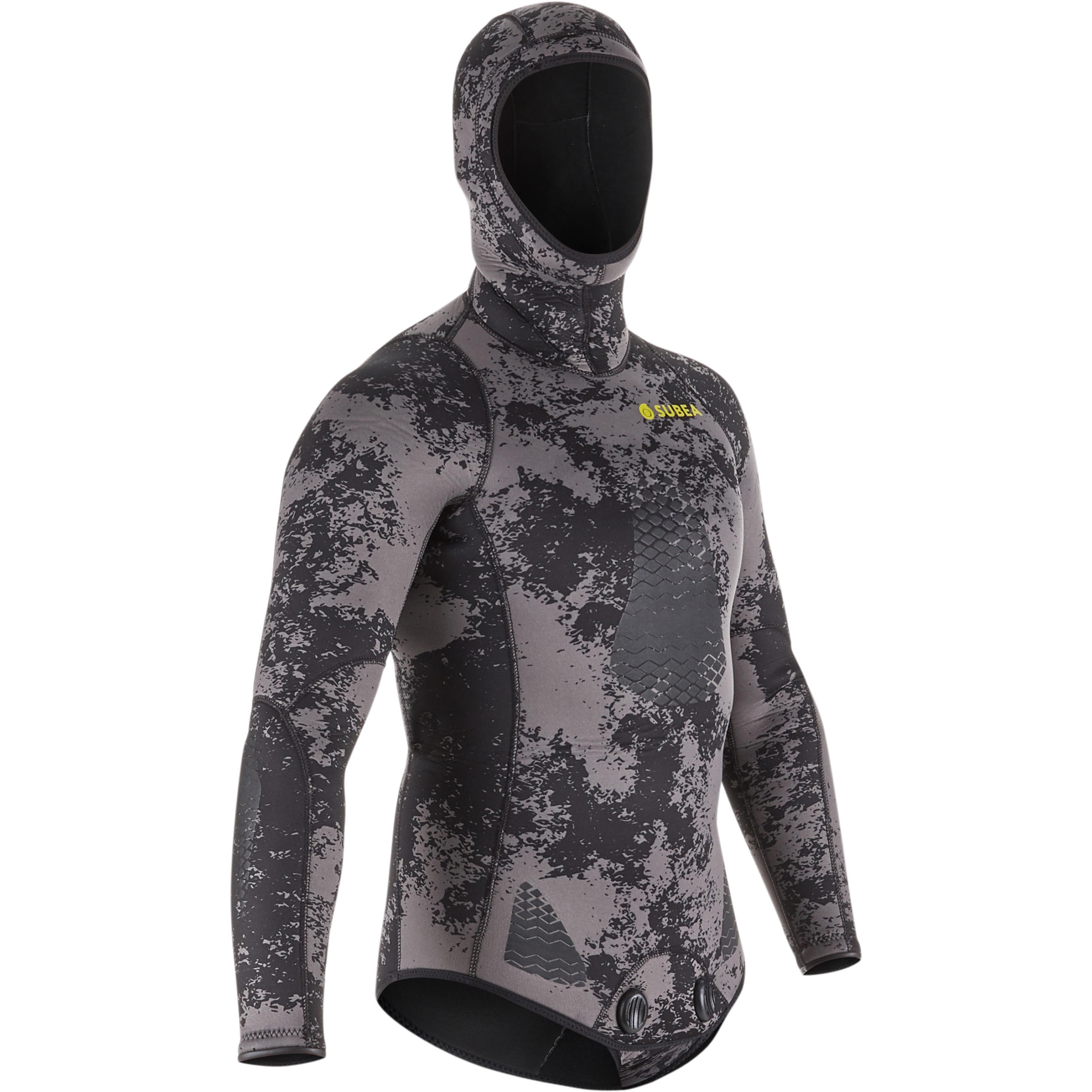 Men's spearfishing jacket 5 mm neoprene SPF 540 grey camouflage