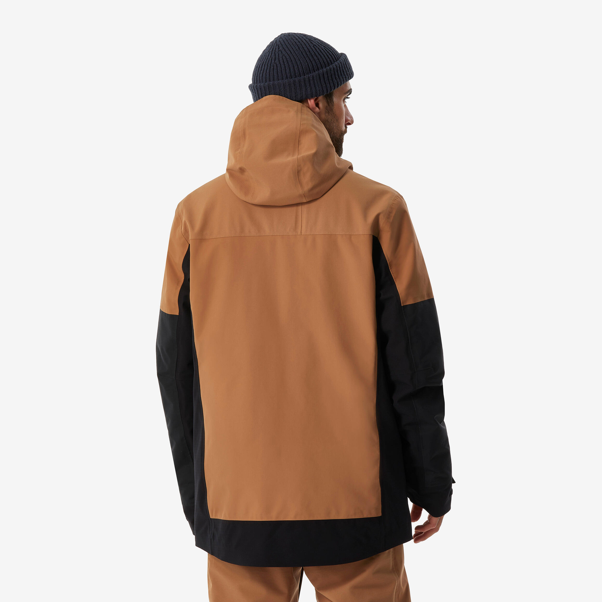 Men's Warm and Durable Snowboard Jacket SNB 500 ziprotect -Camel and Black