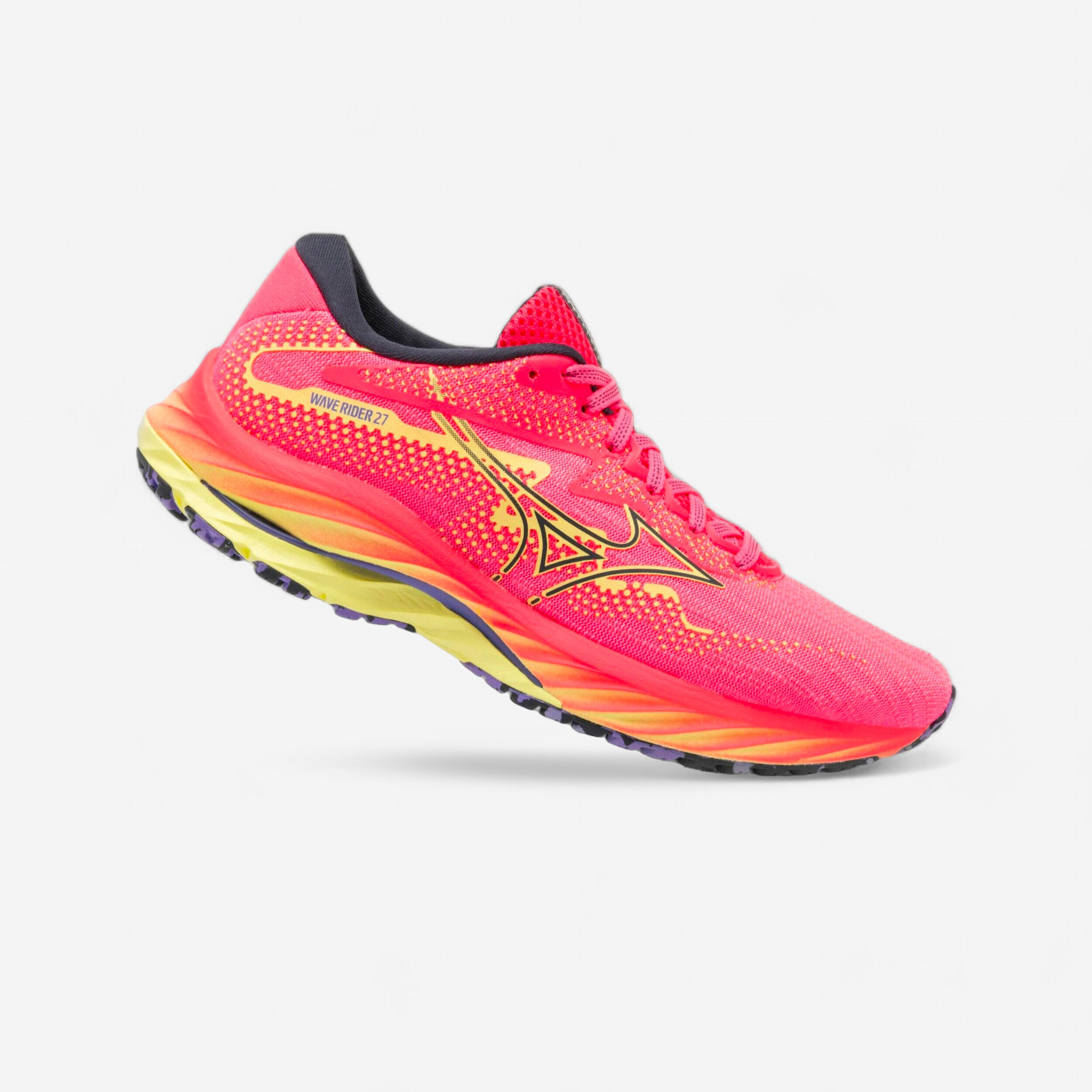 Women's Mizuno Wave Rider 27 Running Shoes - pink / umber blue / luminous