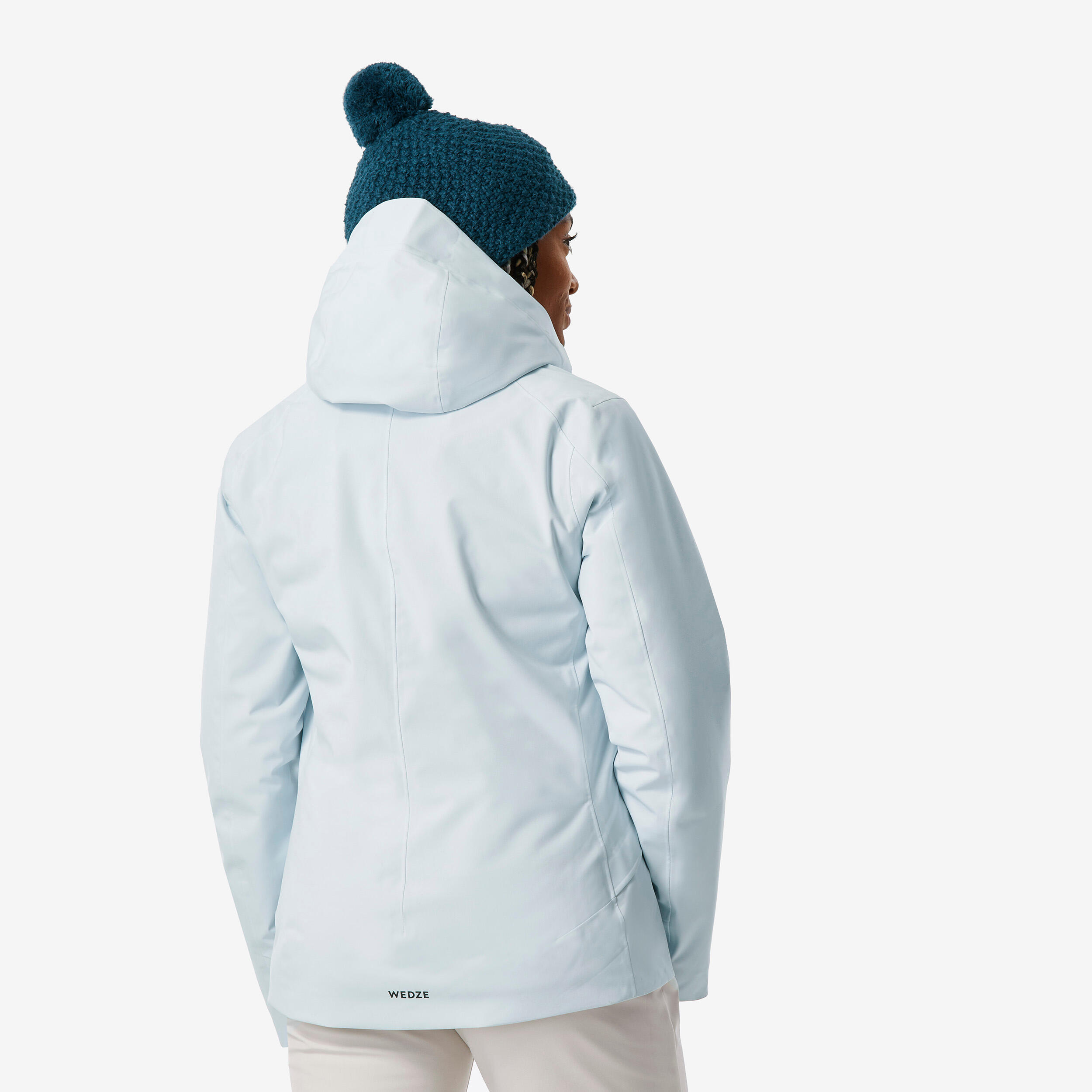 Women's warm and waterproof ski jacket  500 glacier blue