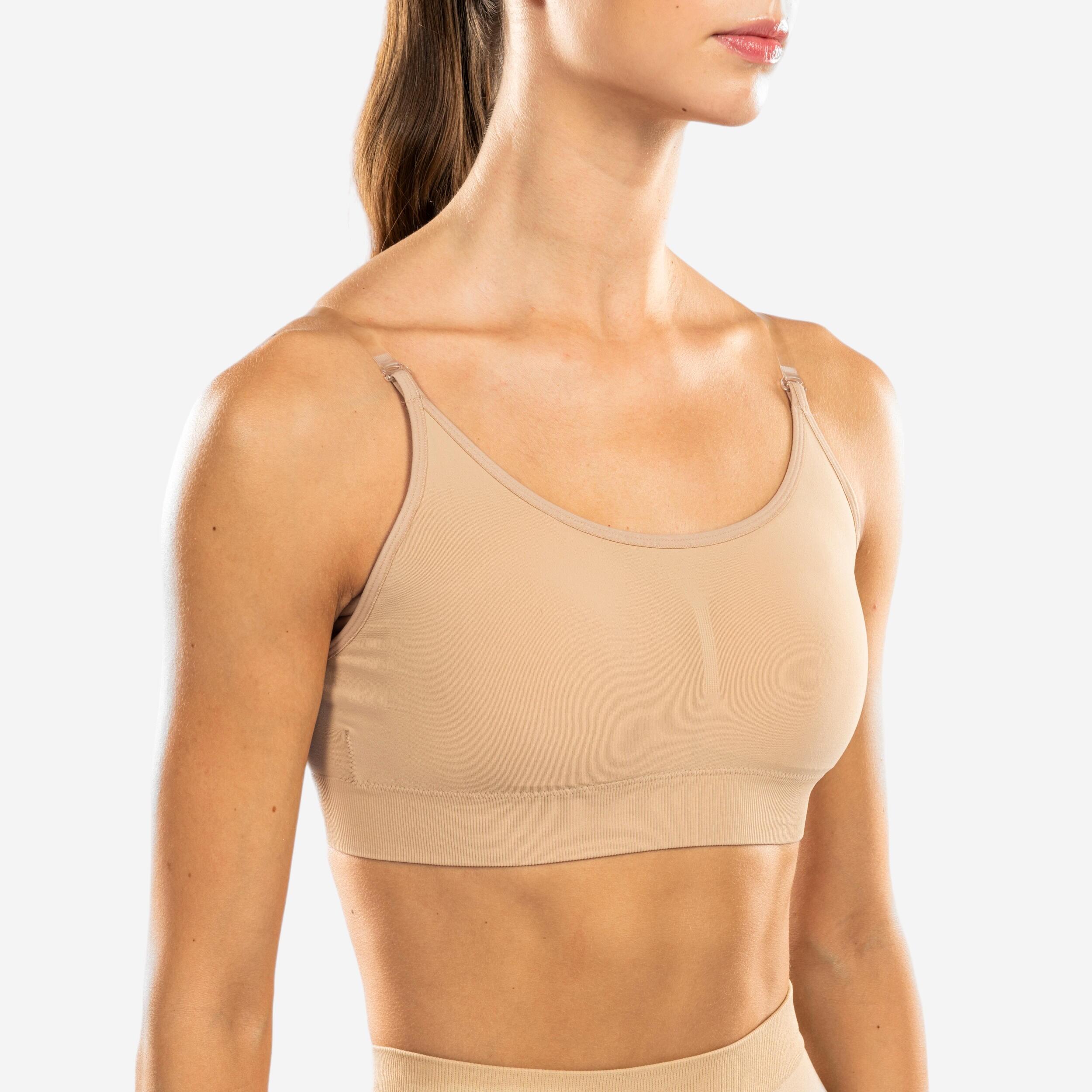 Women's Modern Jazz Dance Seamless Convertible Strap Bra - Beige