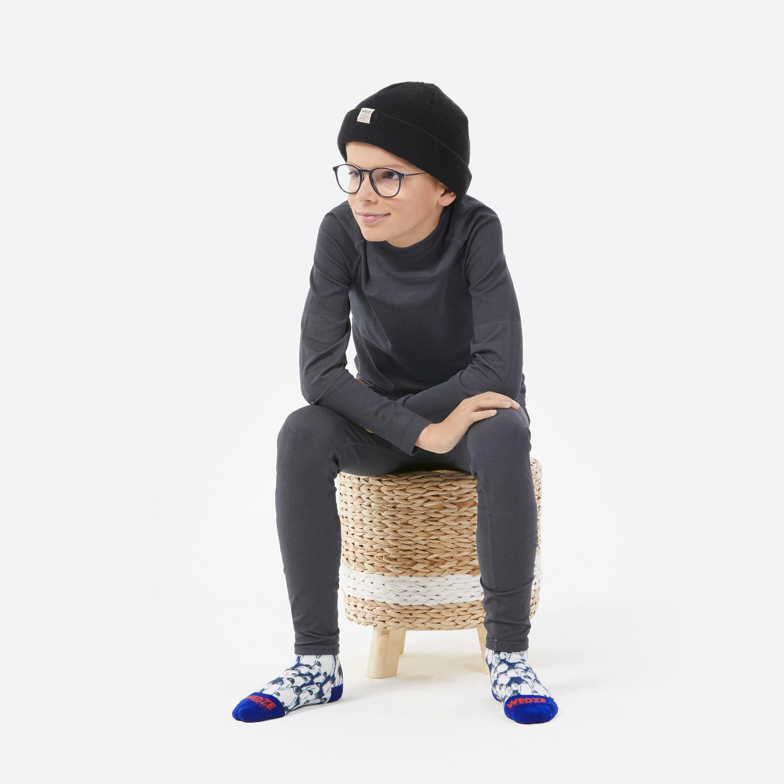 Kids’ BL100 seamless thermal base layer ski trousers  - grey