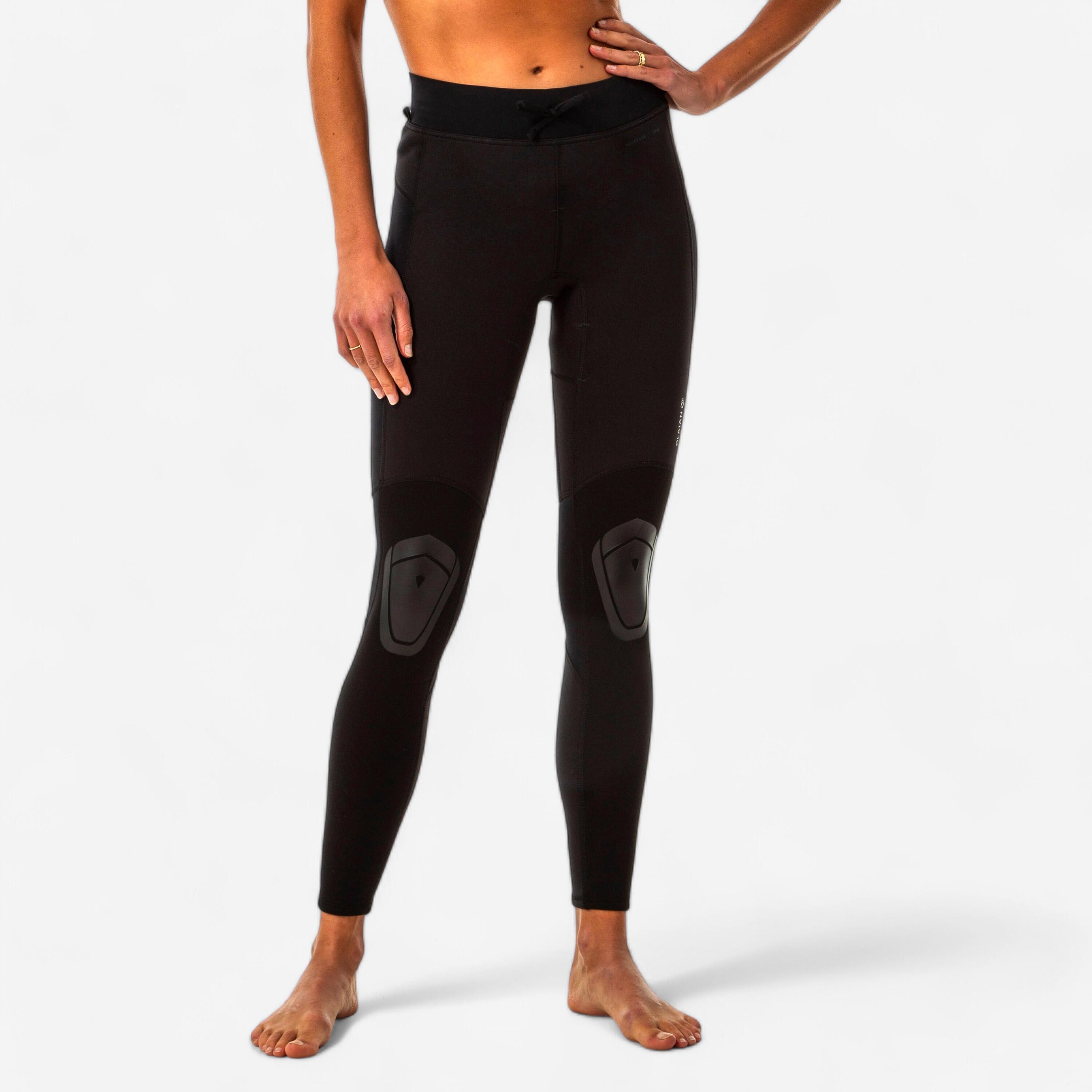WOMEN'S ANTI-UV SURFING LEGGINGS 900 with NEOPRENE cutouts - BLACK