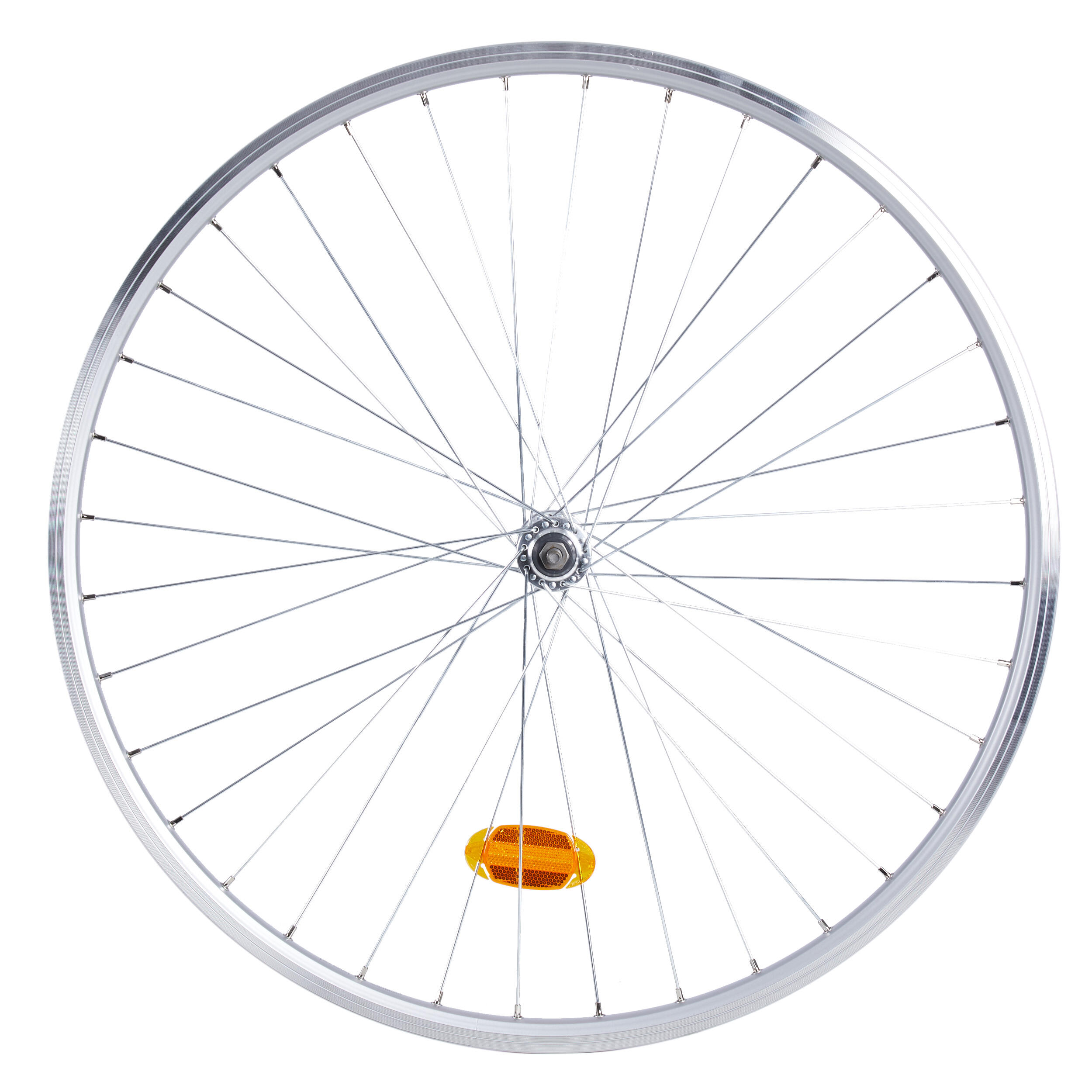 Double-Walled Front Wheel With V-Brake/Thru Axle Elops 120E City Bike - Silver