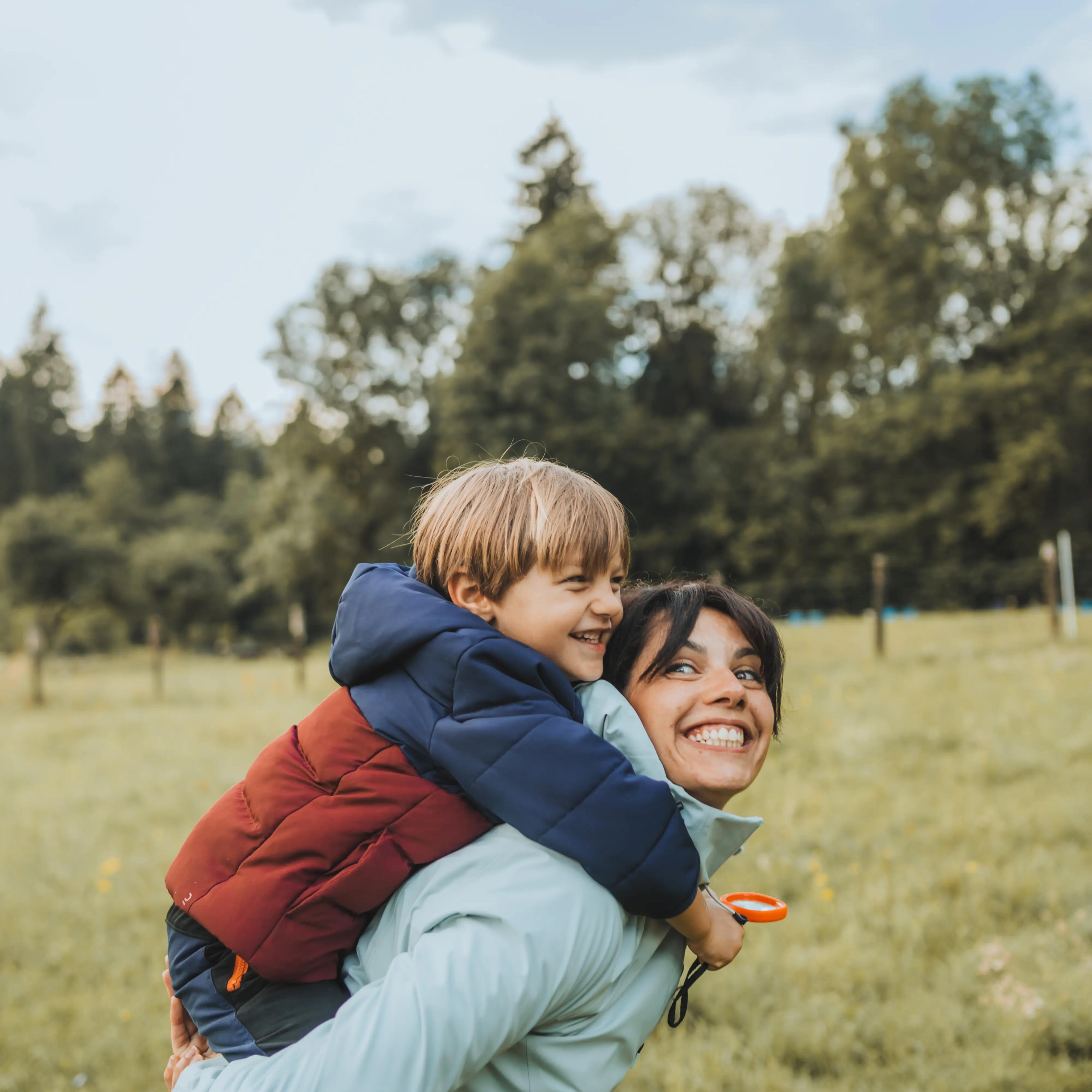 Kids’ Hiking Down Jacket Age 2-6 Years - Burgundy/Blue