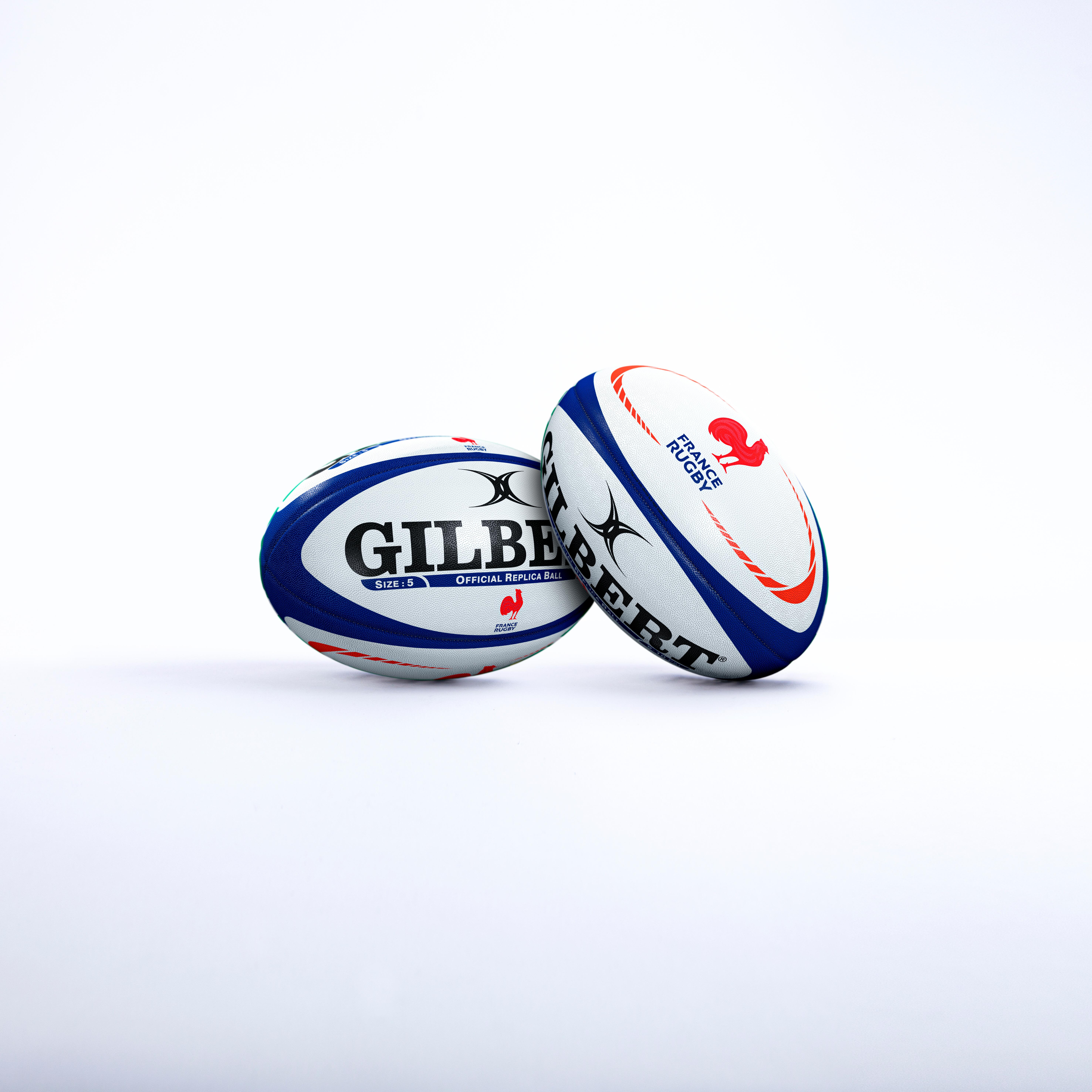 Size 5 Rugby Ball France Replica - White/Blue/Red