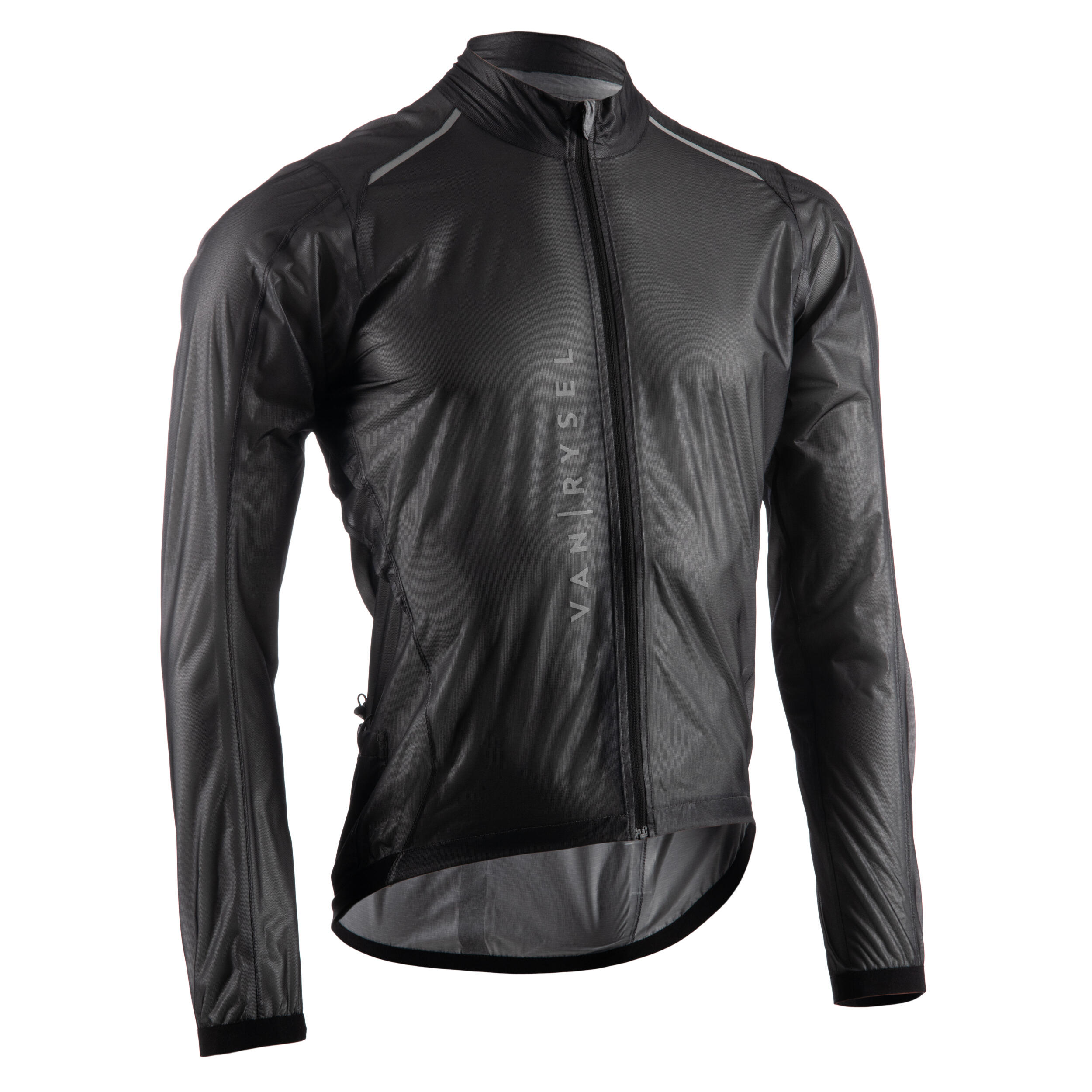 Men's Long-Sleeved Road Cycling Rain Jacket Racer Ultralight - Black