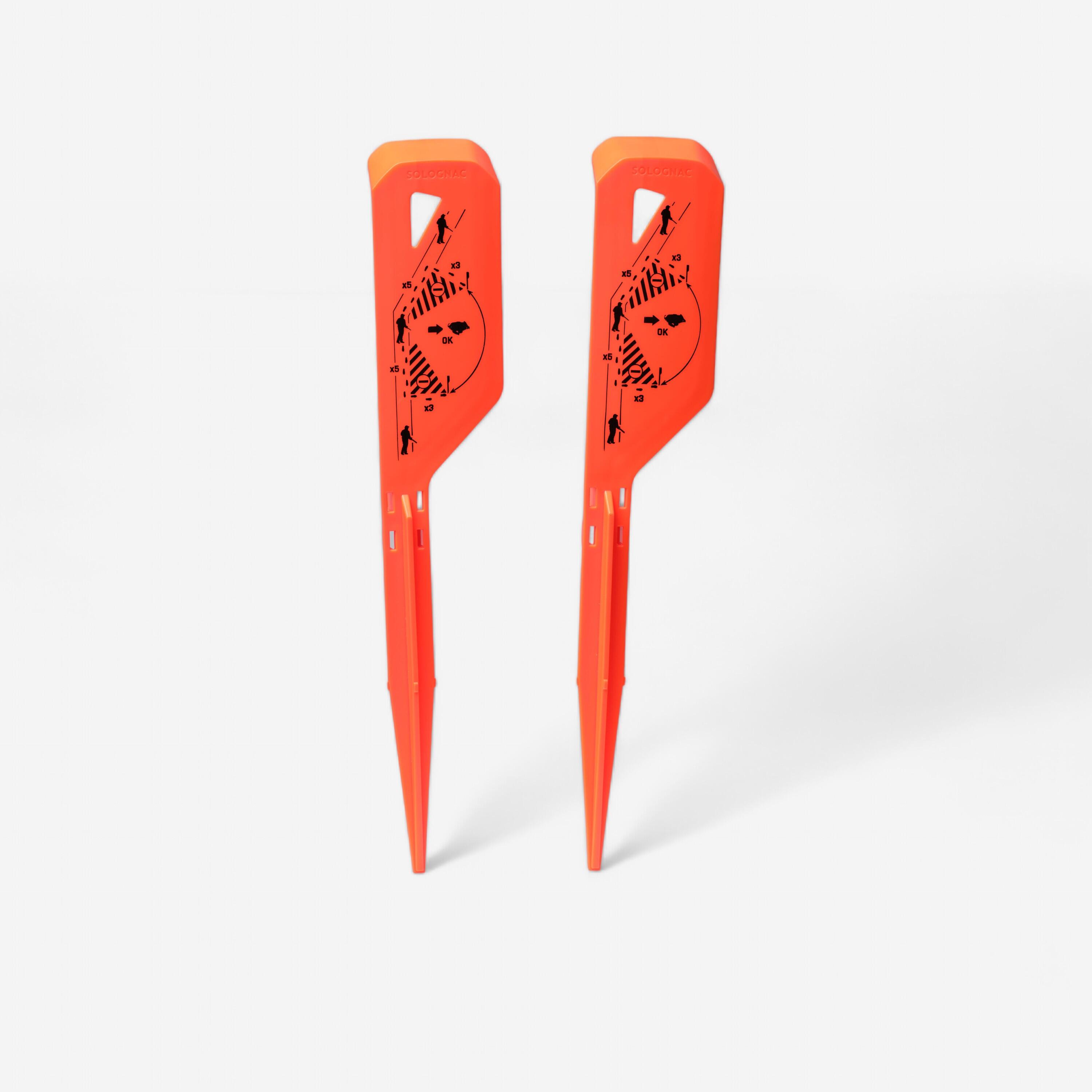 30° angle plastic marker pegs x2 - Orange