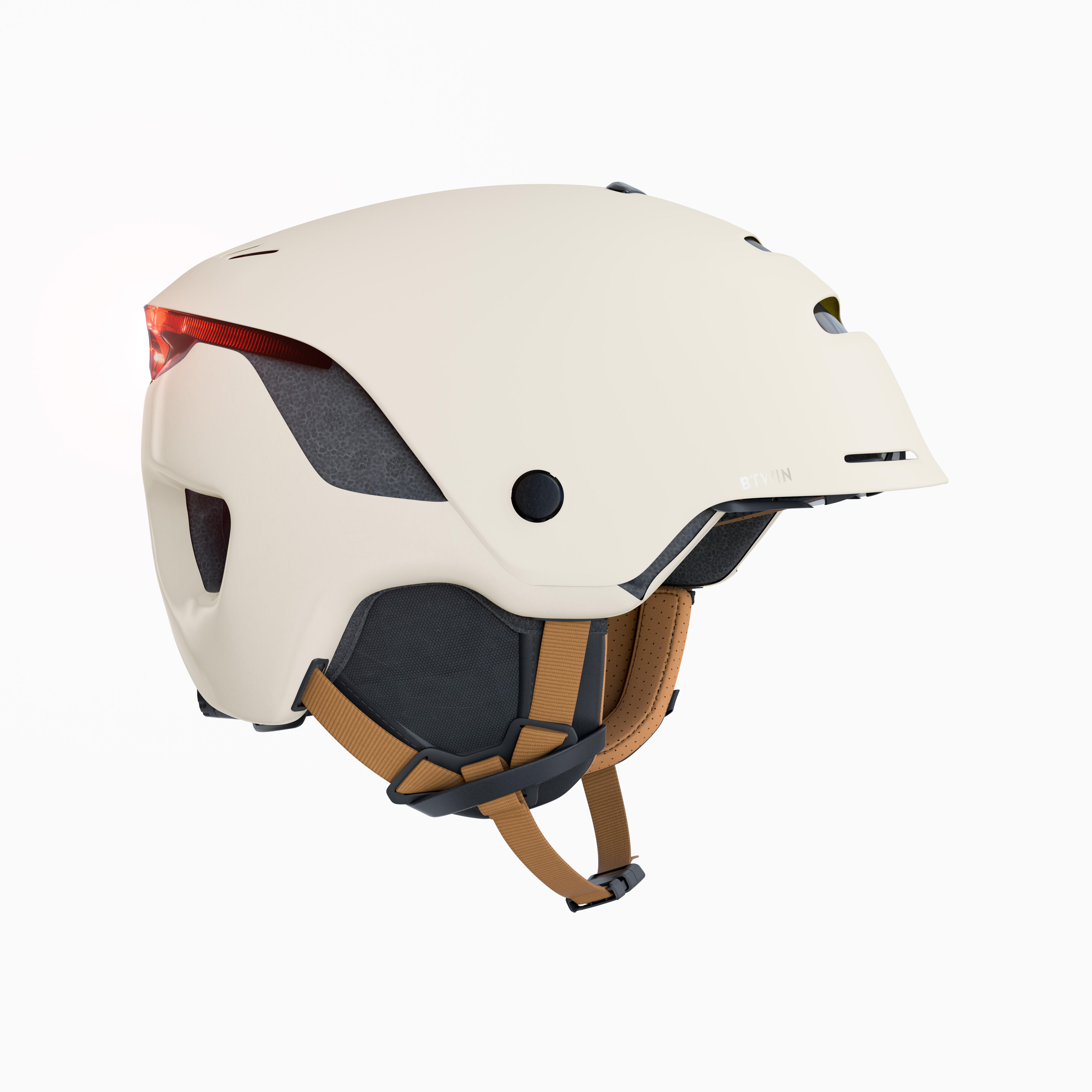 City Cycling Helmet with Visor and Rear Light 900 - Beige
