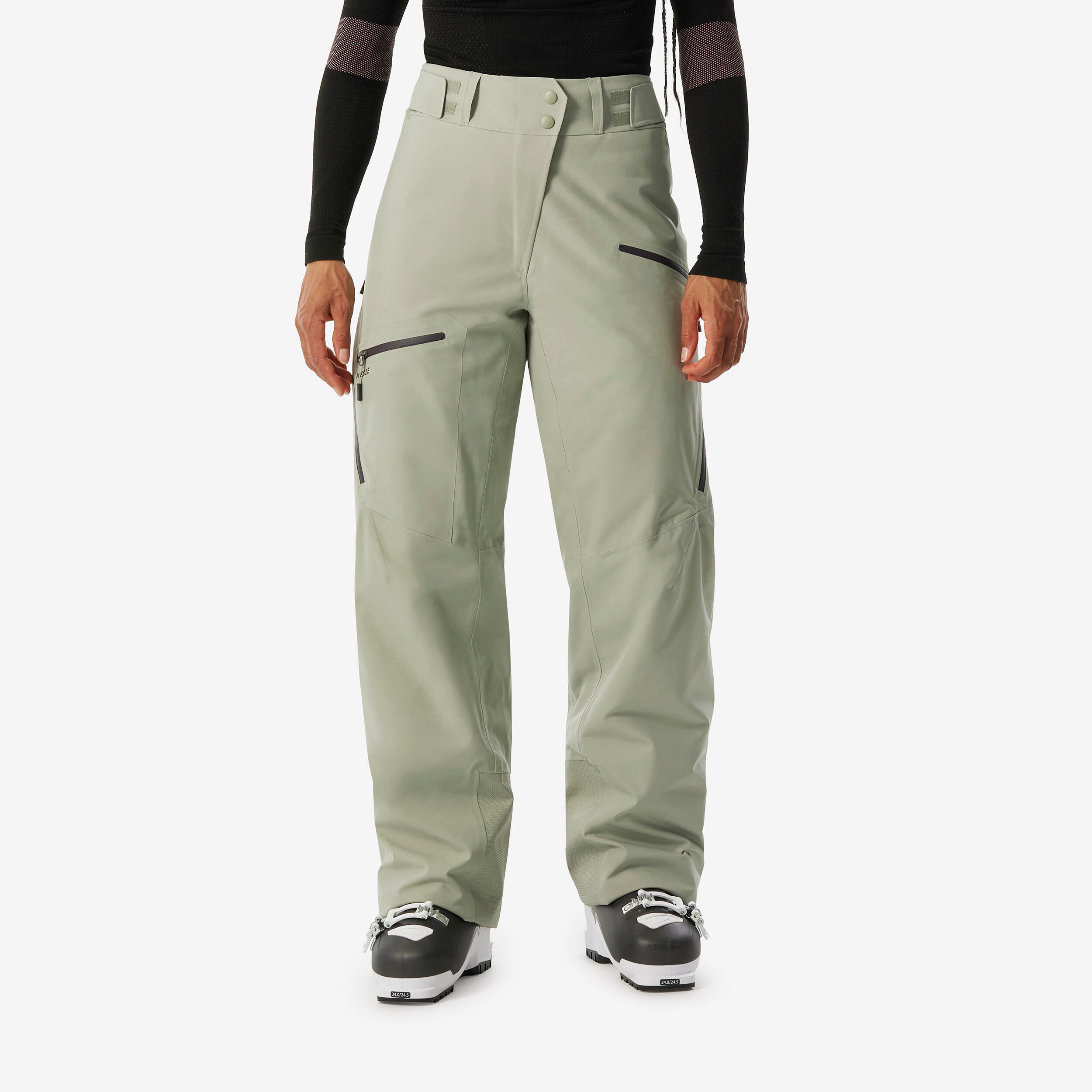 Women’s comfortable and ventilated ski trousers FR100 - Lichen