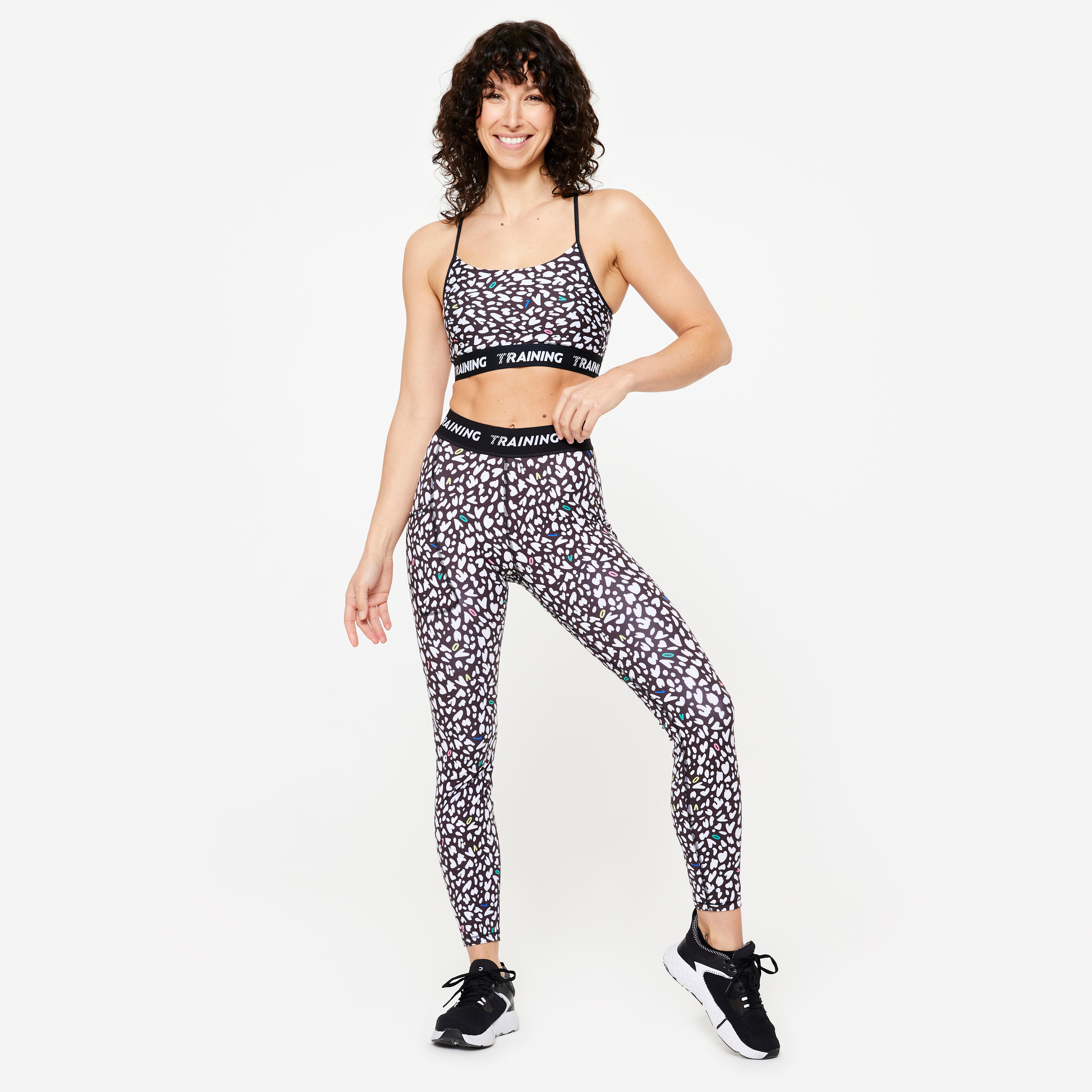 Women's High-Waisted Dance Leggings - Black Print